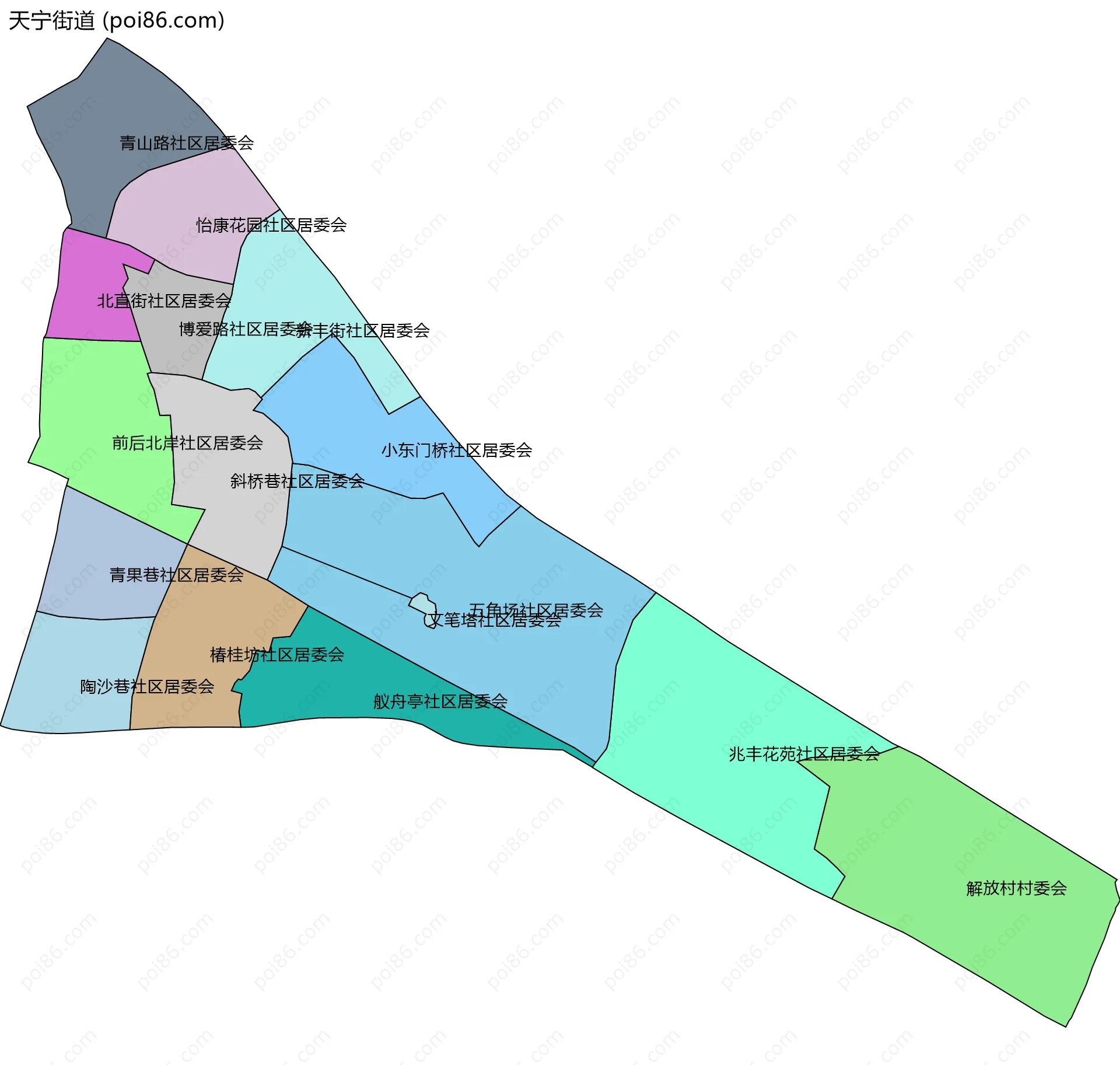 天宁街道边界地图(五级行政区划)