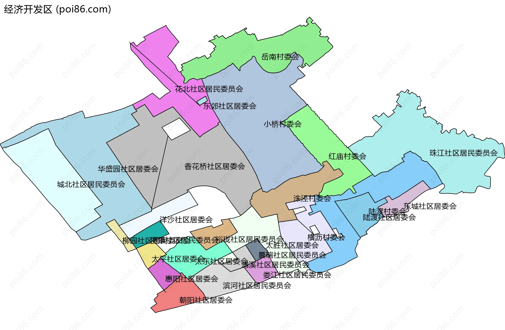 经济开发区边界地图(五级行政区划)