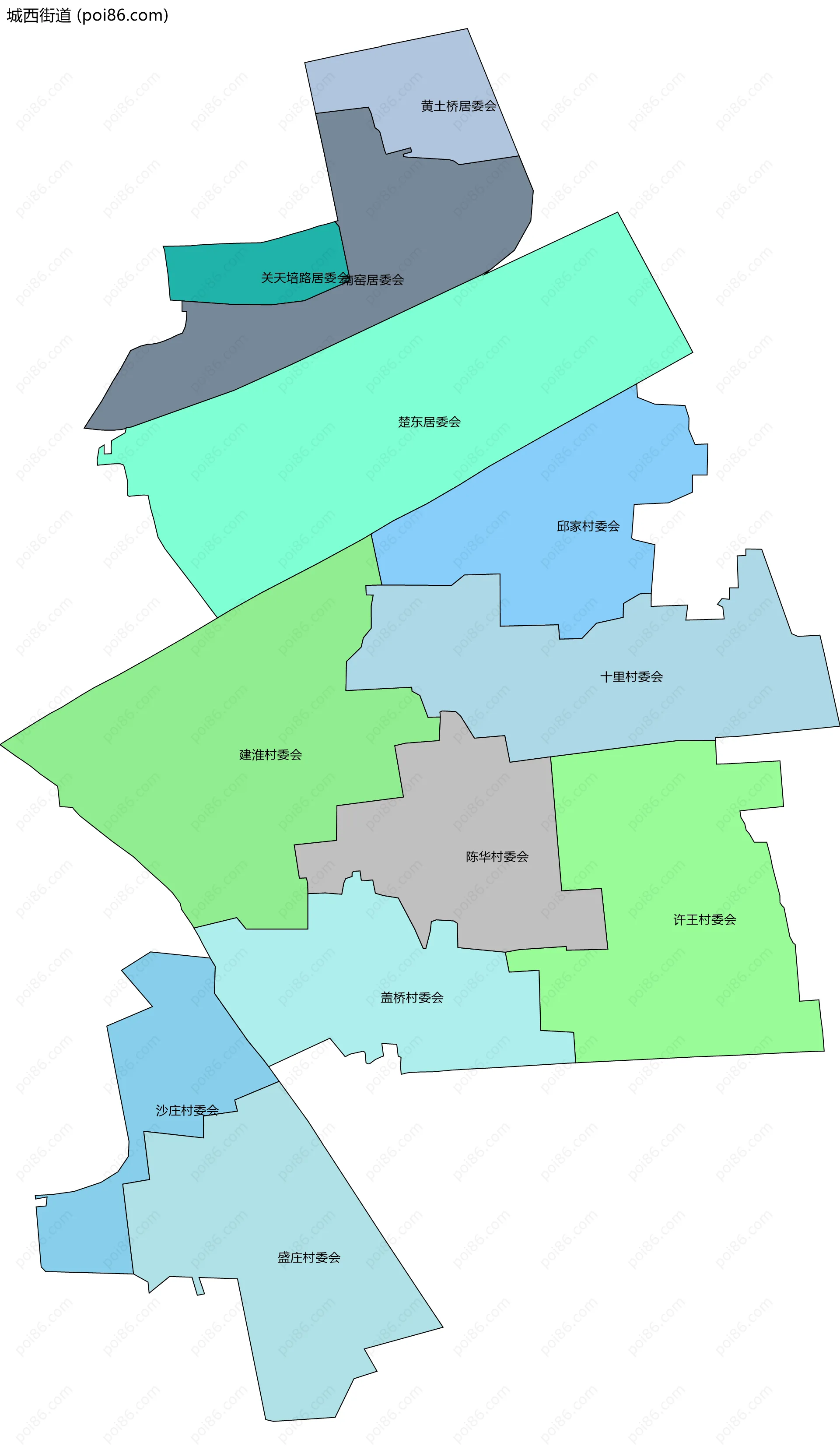 城西街道边界地图(五级行政区划)