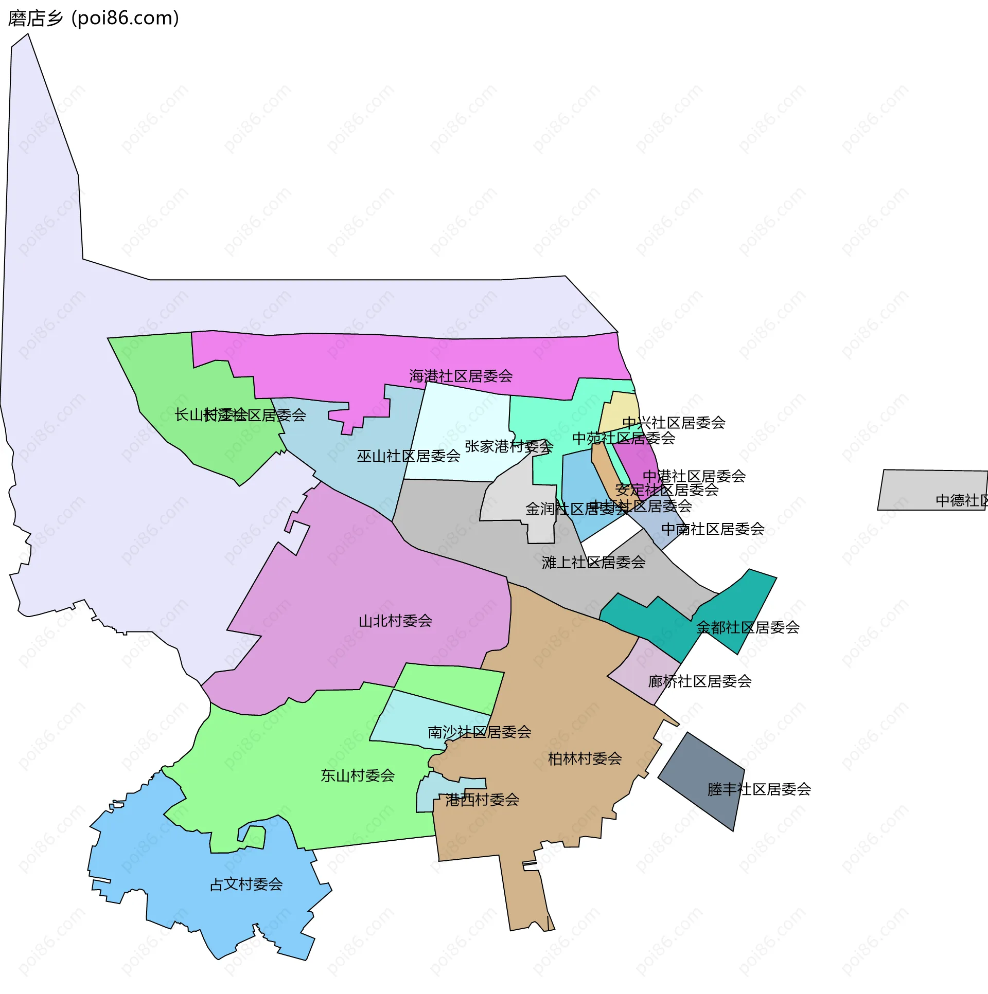 磨店乡边界地图(五级行政区划)