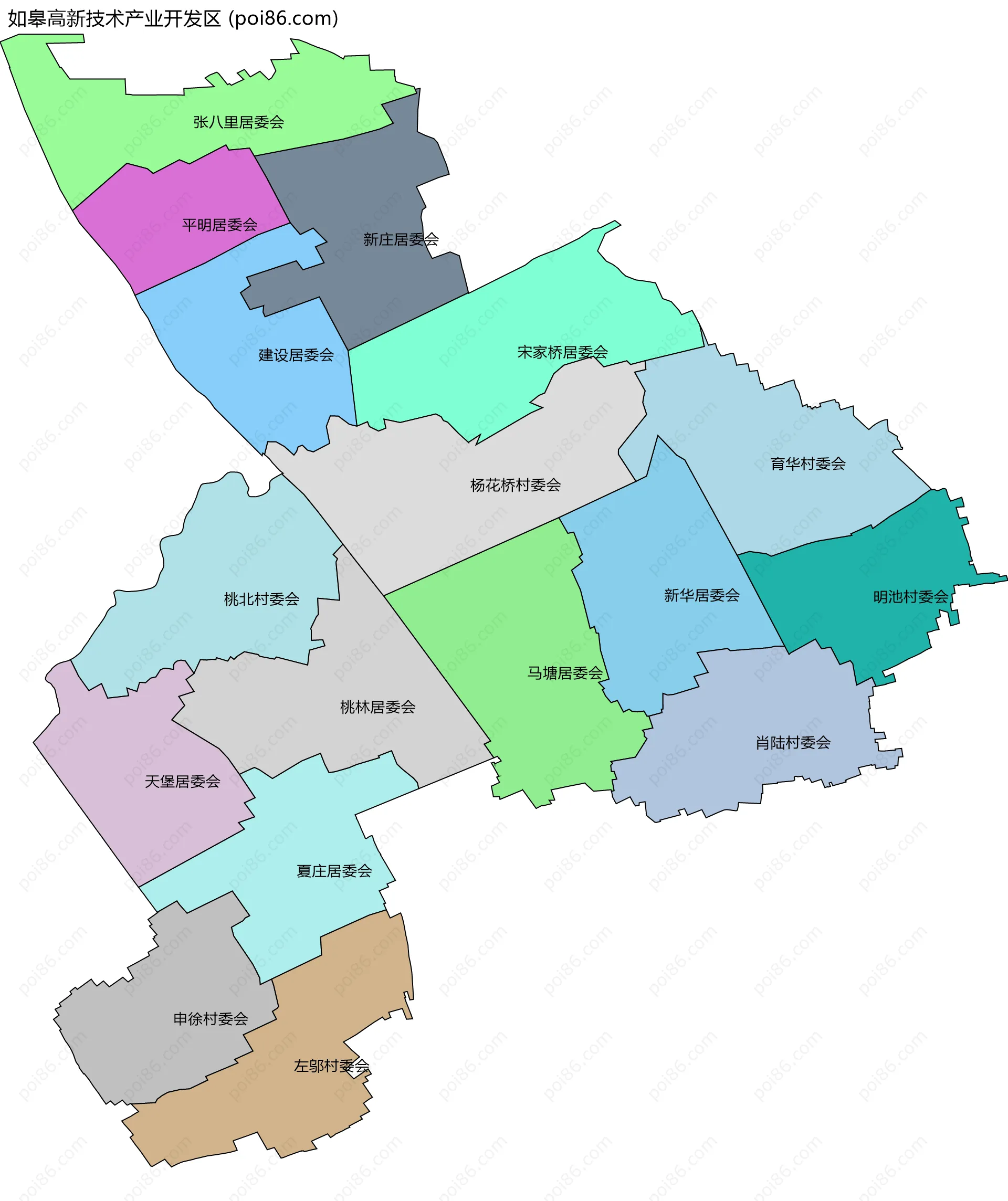 如皋高新技术产业开发区边界地图(五级行政区划)