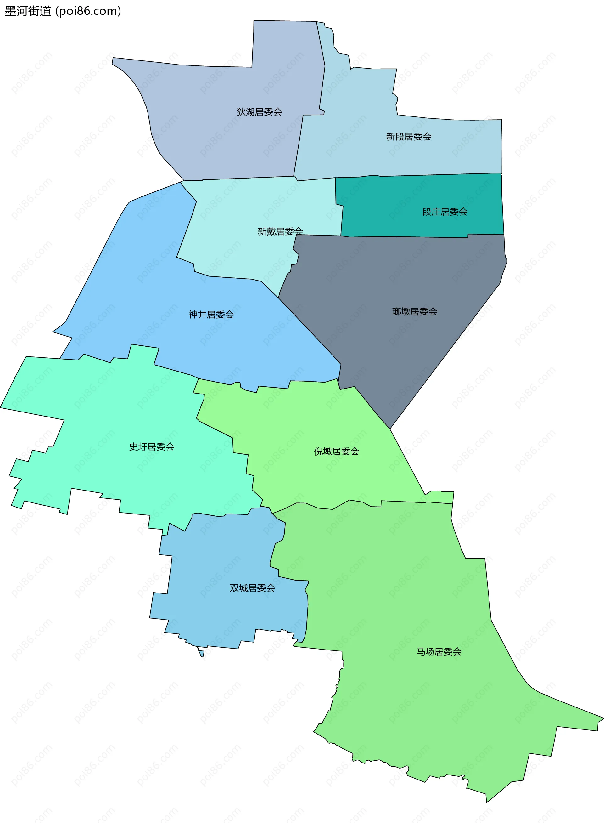 墨河街道边界地图(五级行政区划)