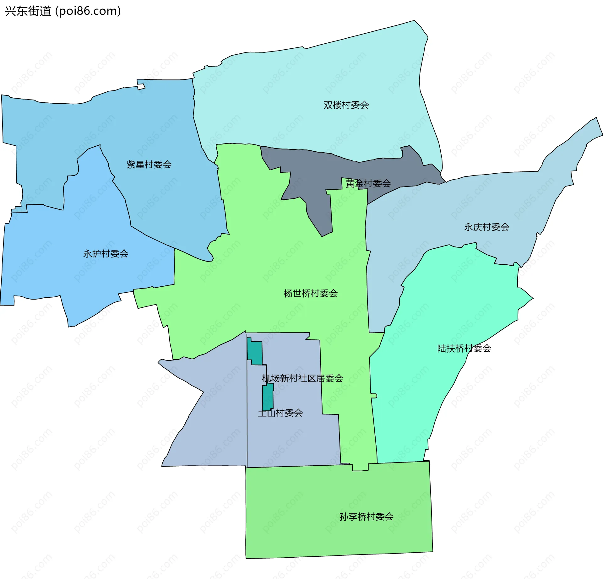 兴东街道边界地图(五级行政区划)