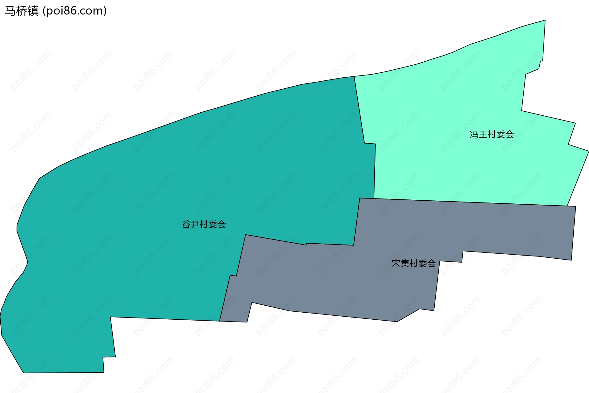 马桥镇边界地图(五级行政区划)