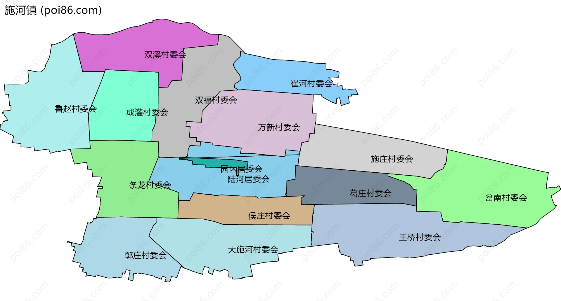 施河镇边界地图(五级行政区划)
