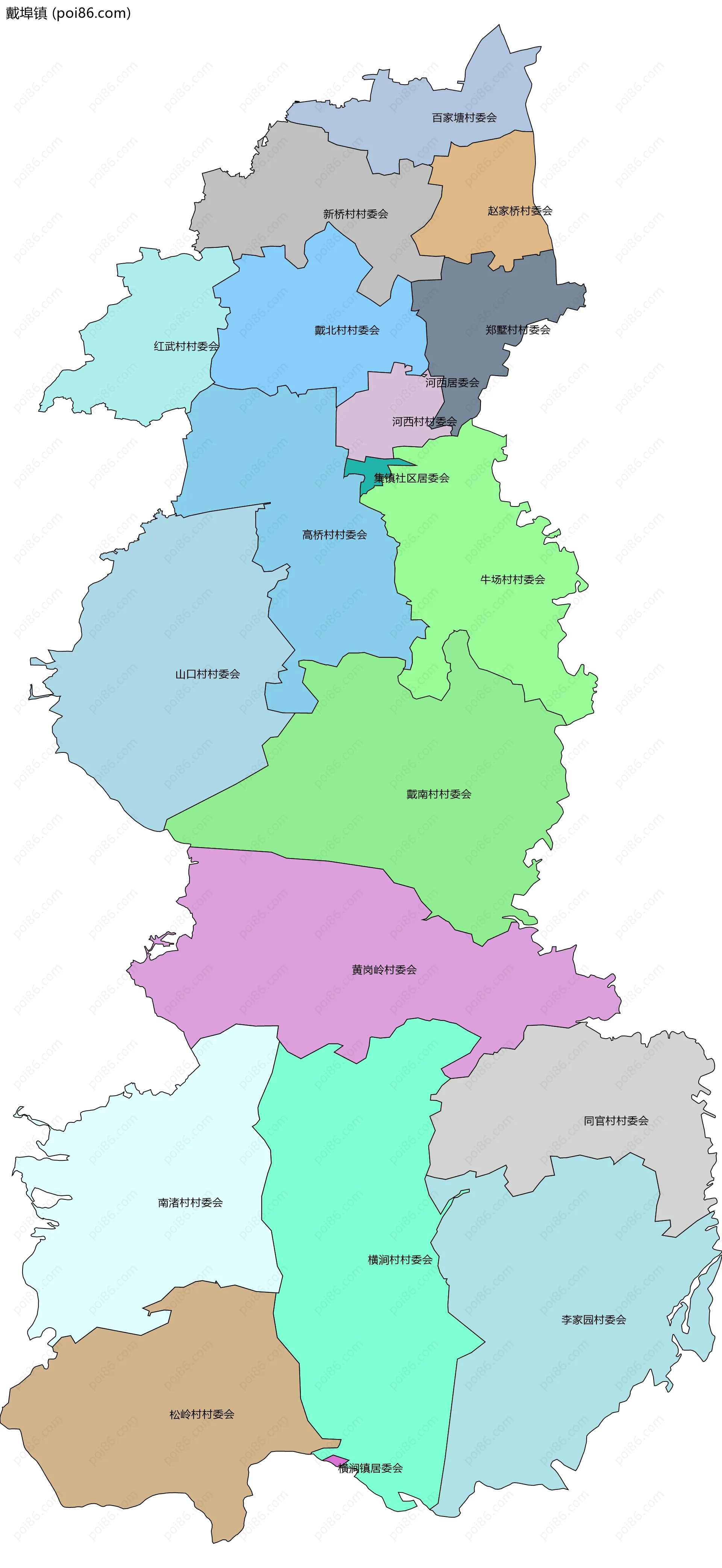 戴埠镇边界地图(五级行政区划)