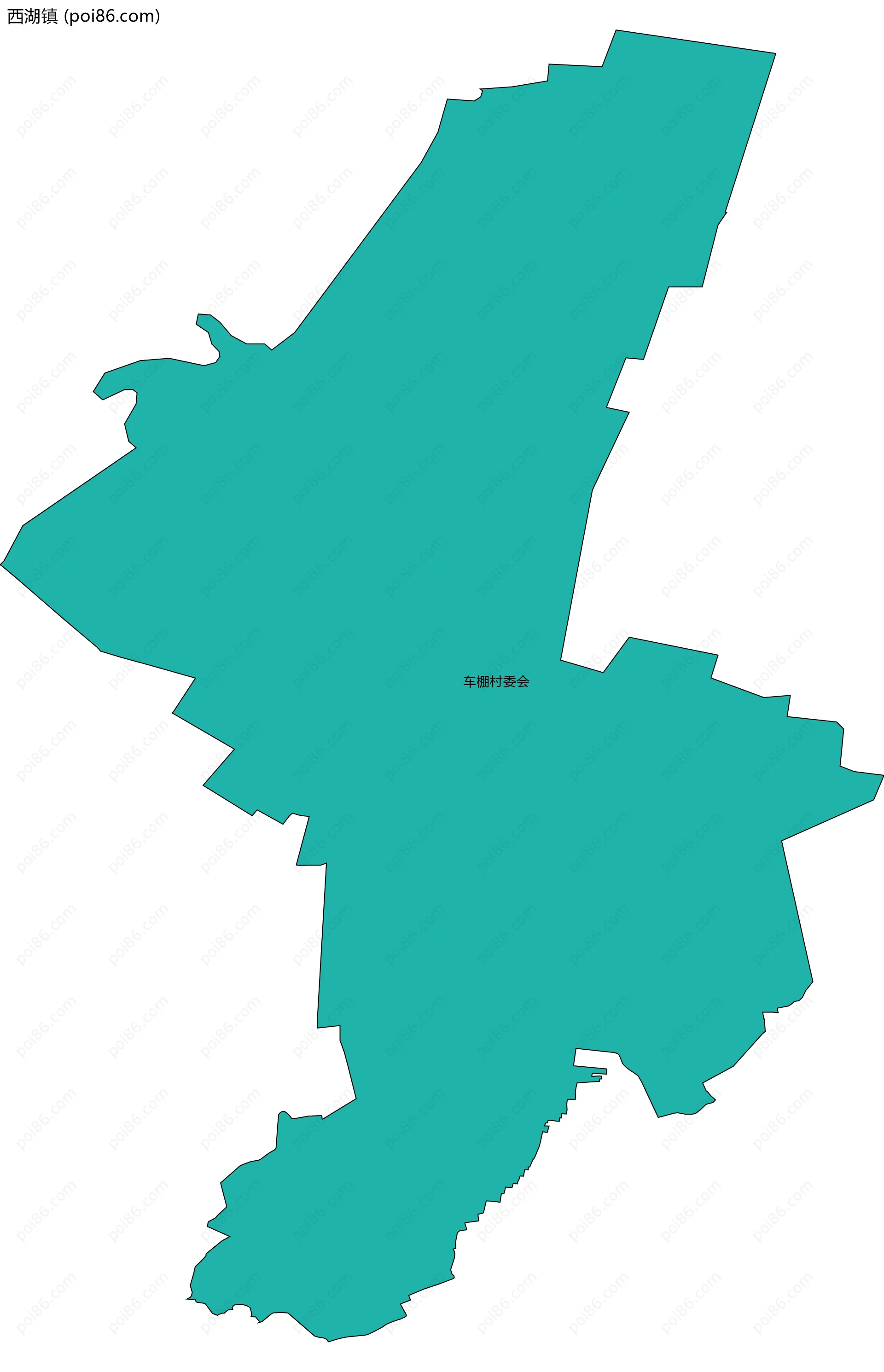 西湖镇边界地图(五级行政区划)