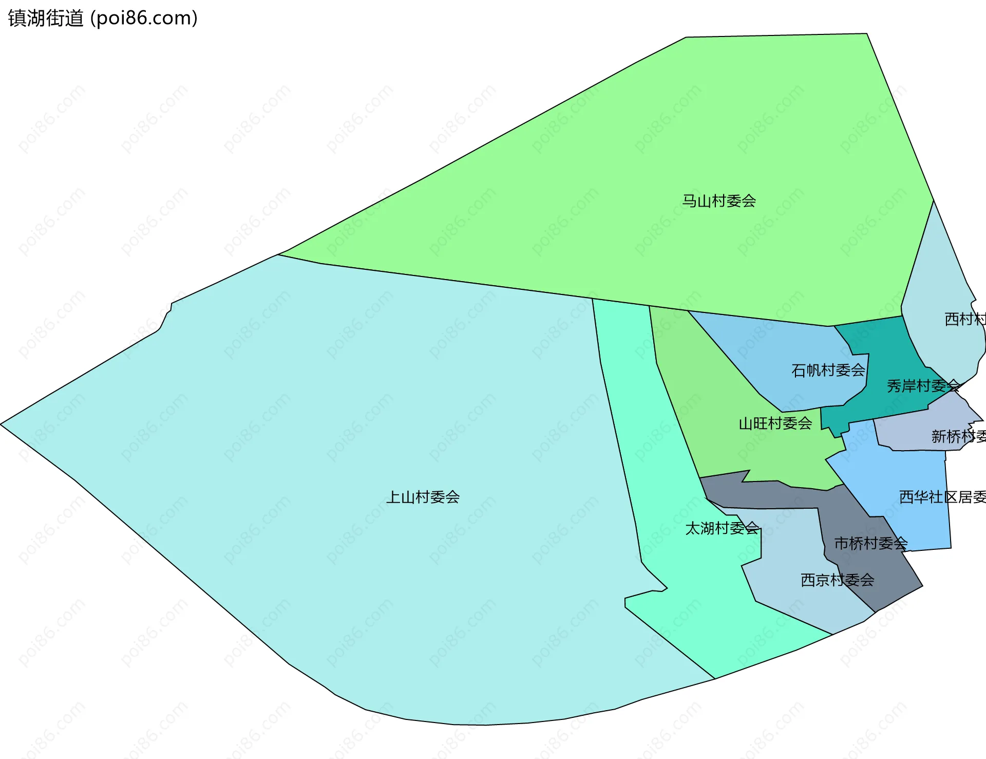 镇湖街道边界地图(五级行政区划)