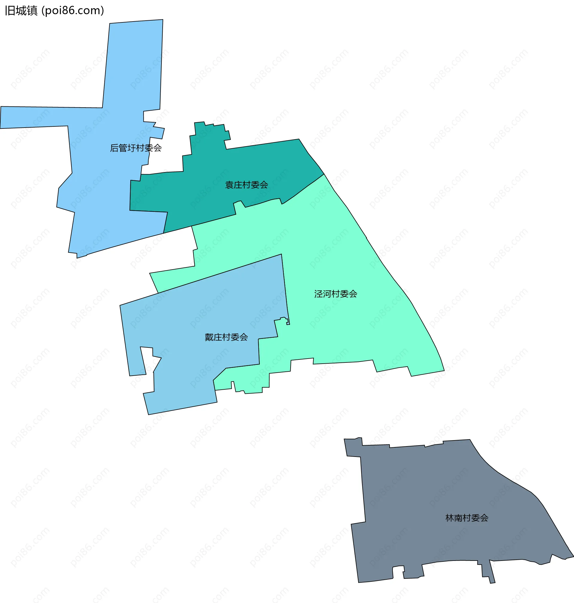 旧城镇边界地图(五级行政区划)