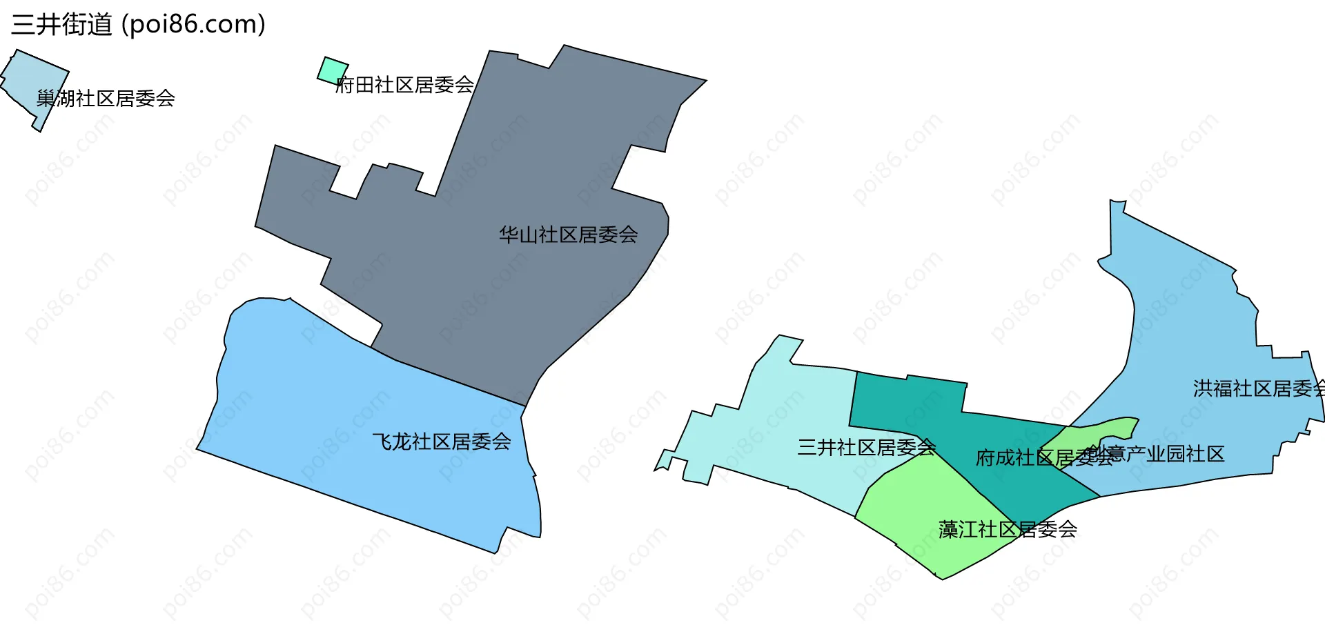 三井街道边界地图(五级行政区划)