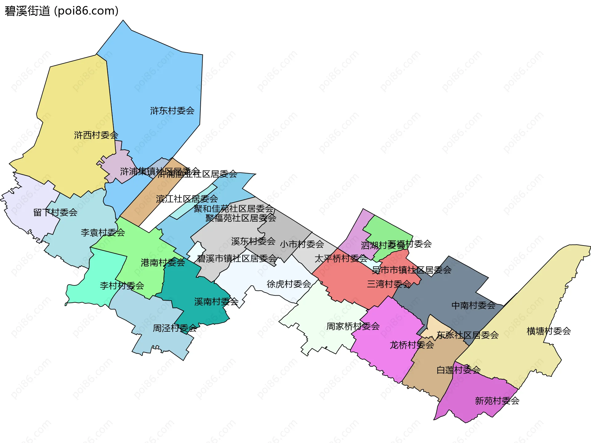 碧溪街道边界地图(五级行政区划)