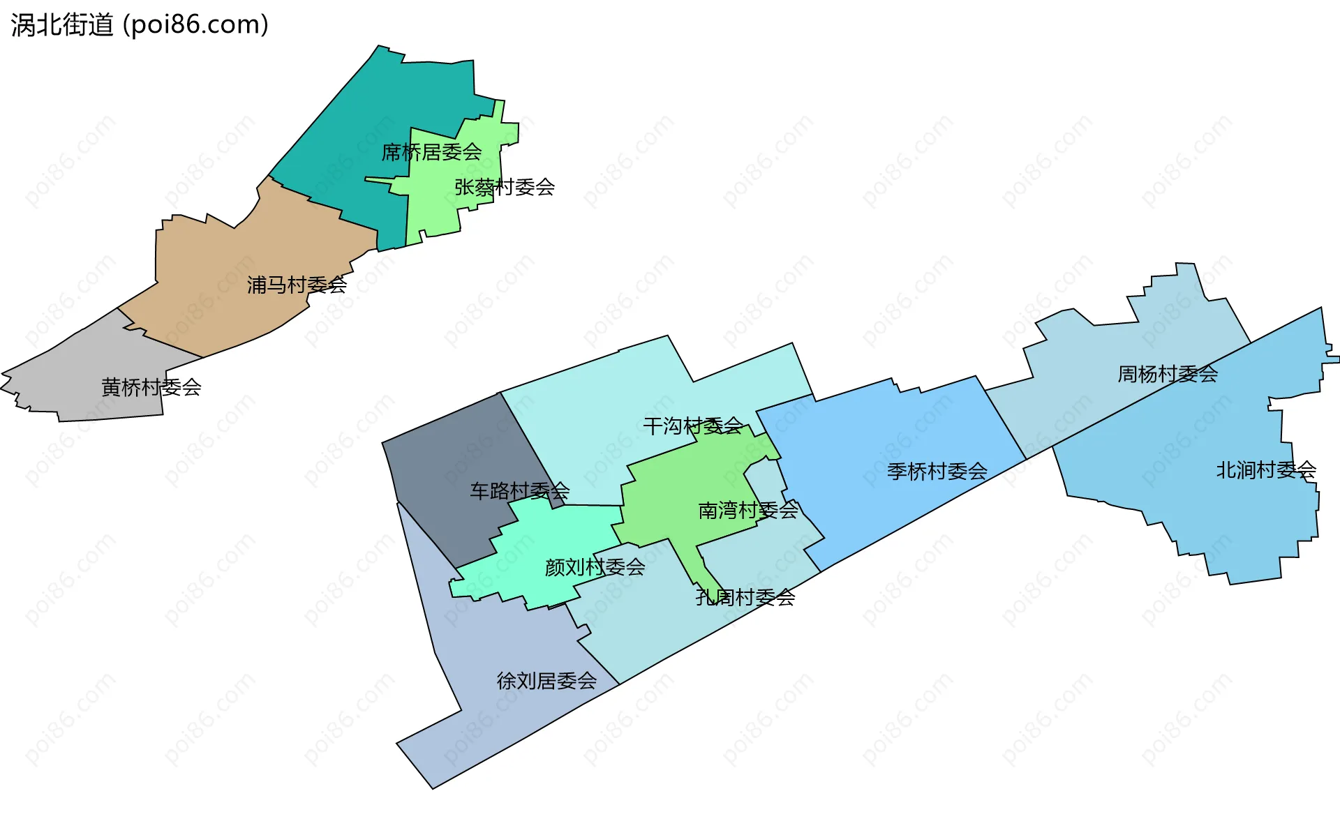 涡北街道边界地图(五级行政区划)