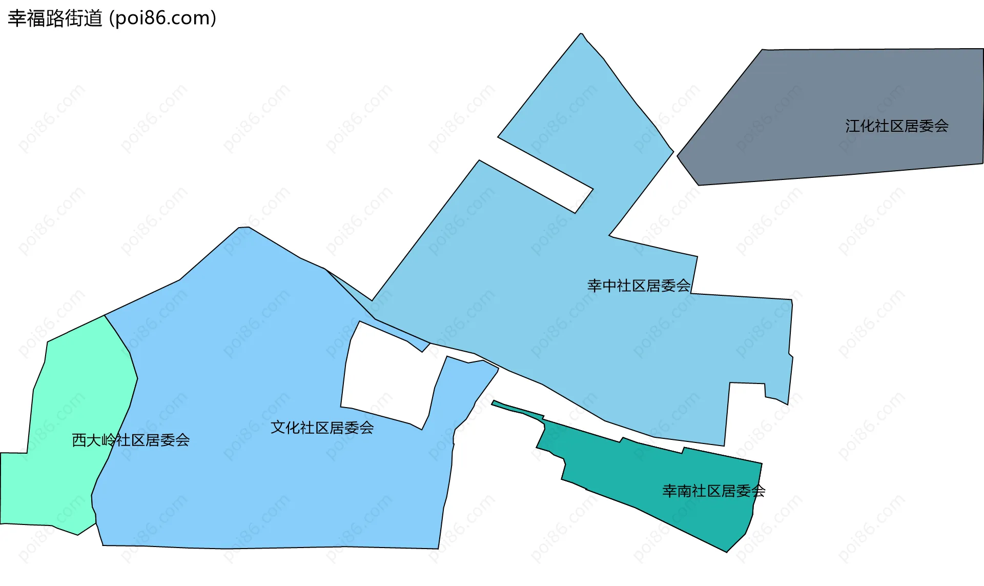 幸福路街道边界地图(五级行政区划)