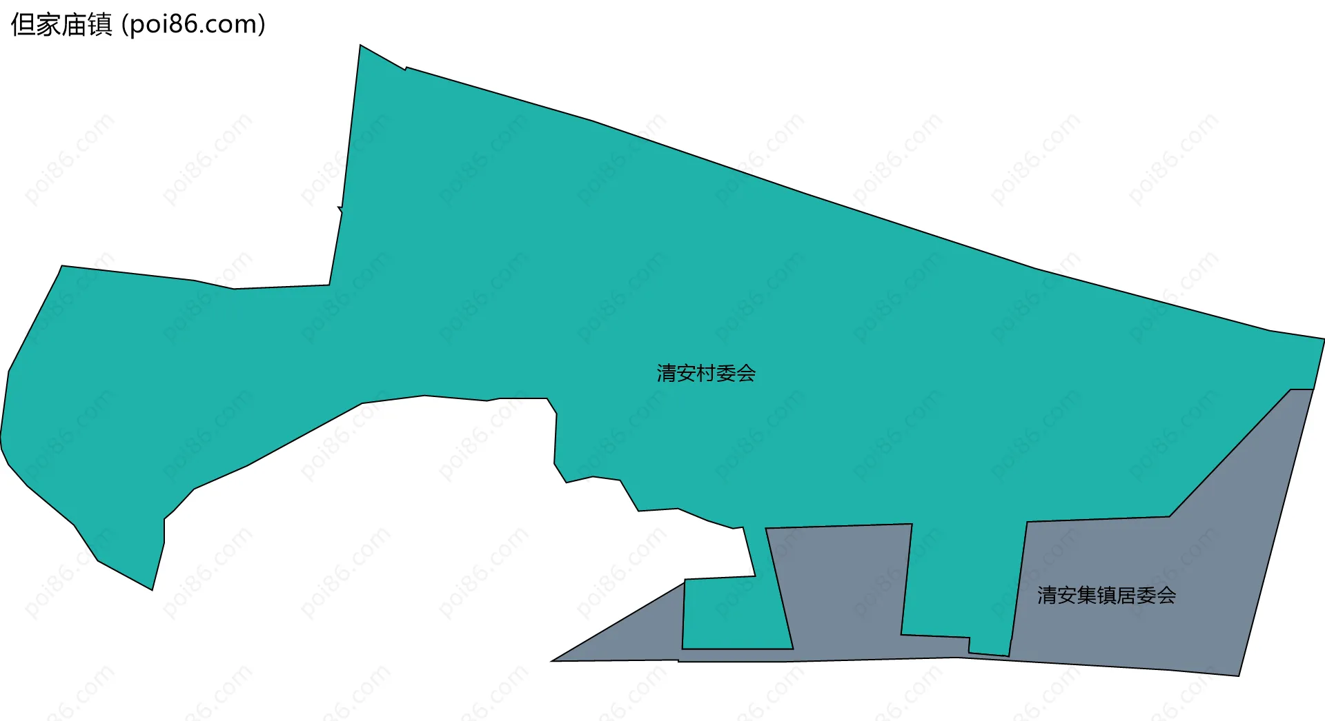 但家庙镇边界地图(五级行政区划)