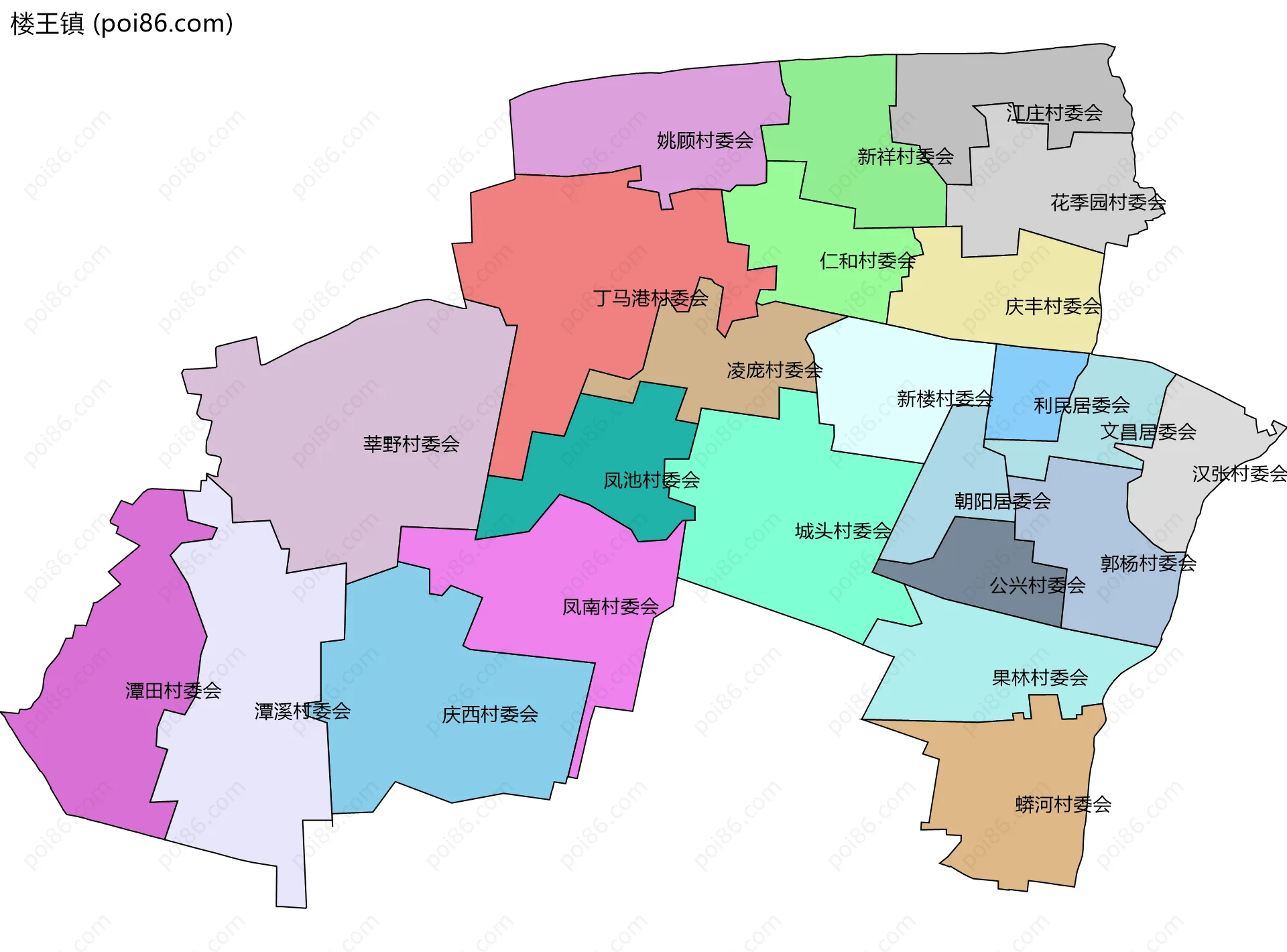 楼王镇边界地图(五级行政区划)