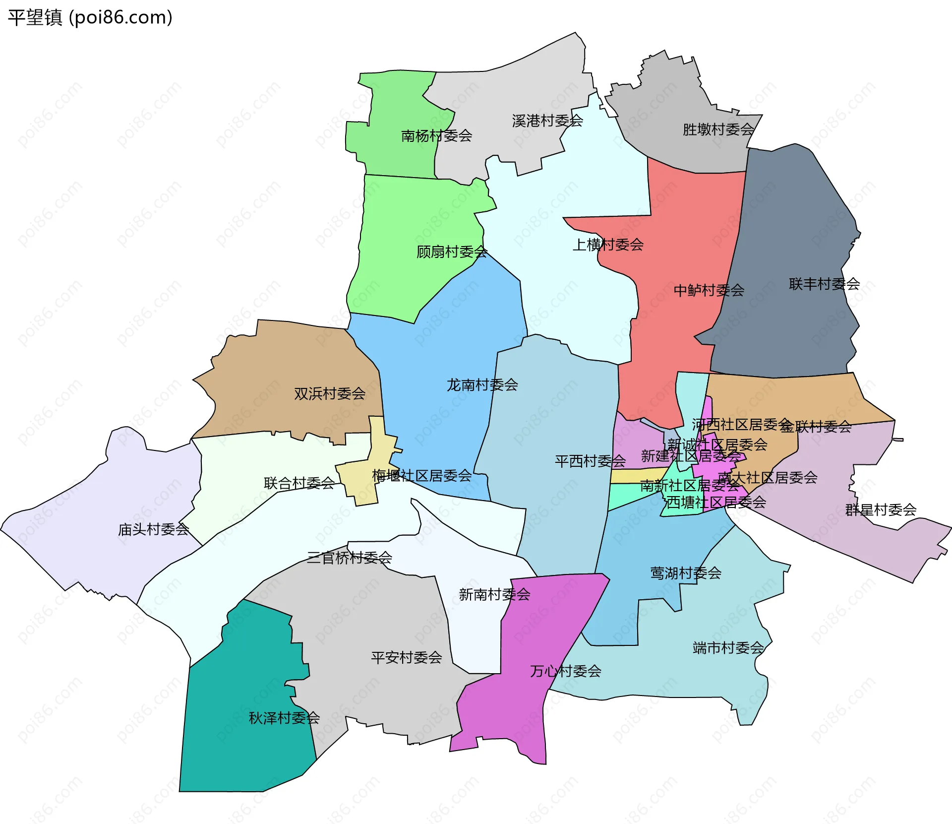 平望镇边界地图(五级行政区划)