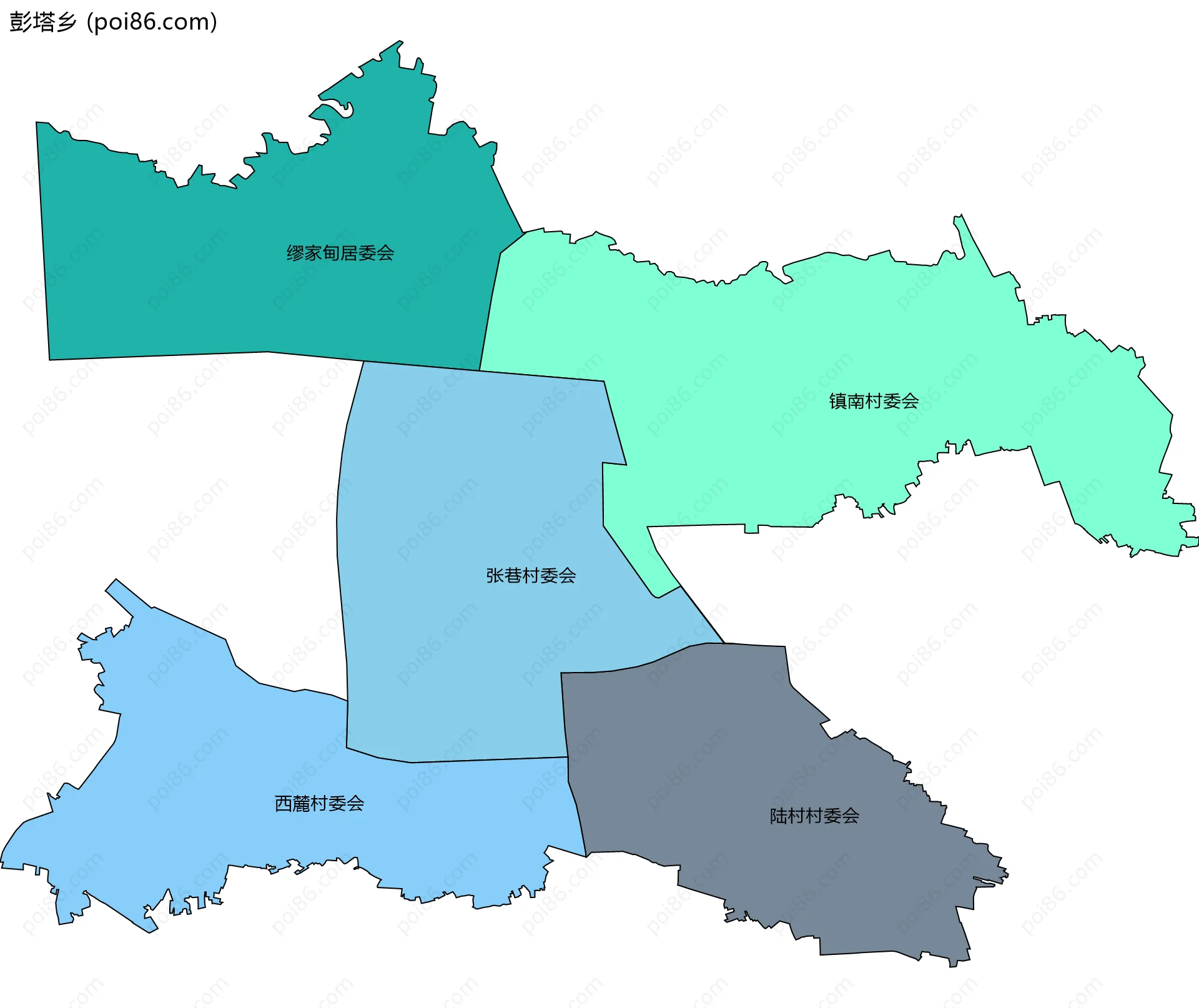 彭塔乡边界地图(五级行政区划)