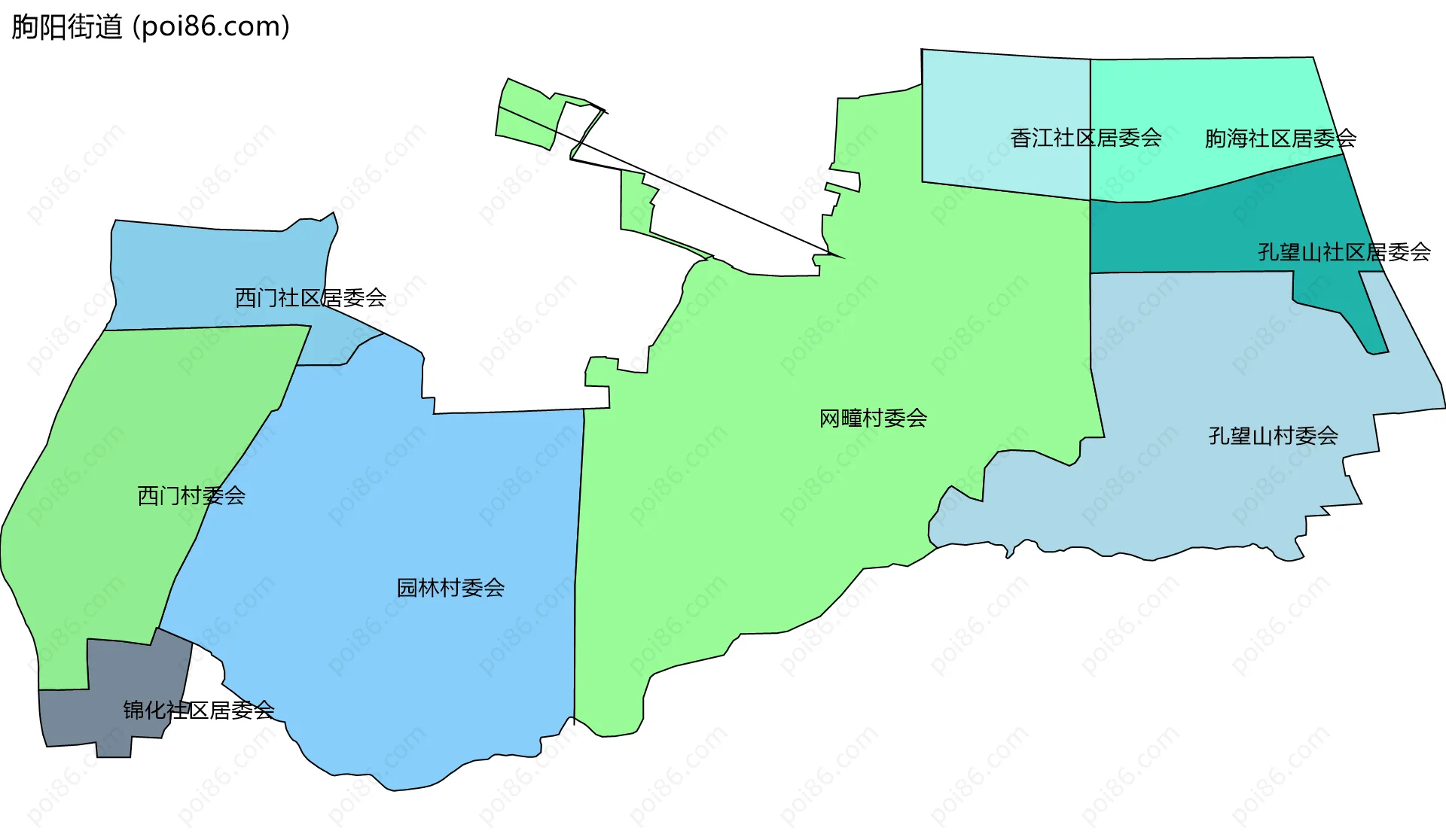 朐阳街道边界地图(五级行政区划)