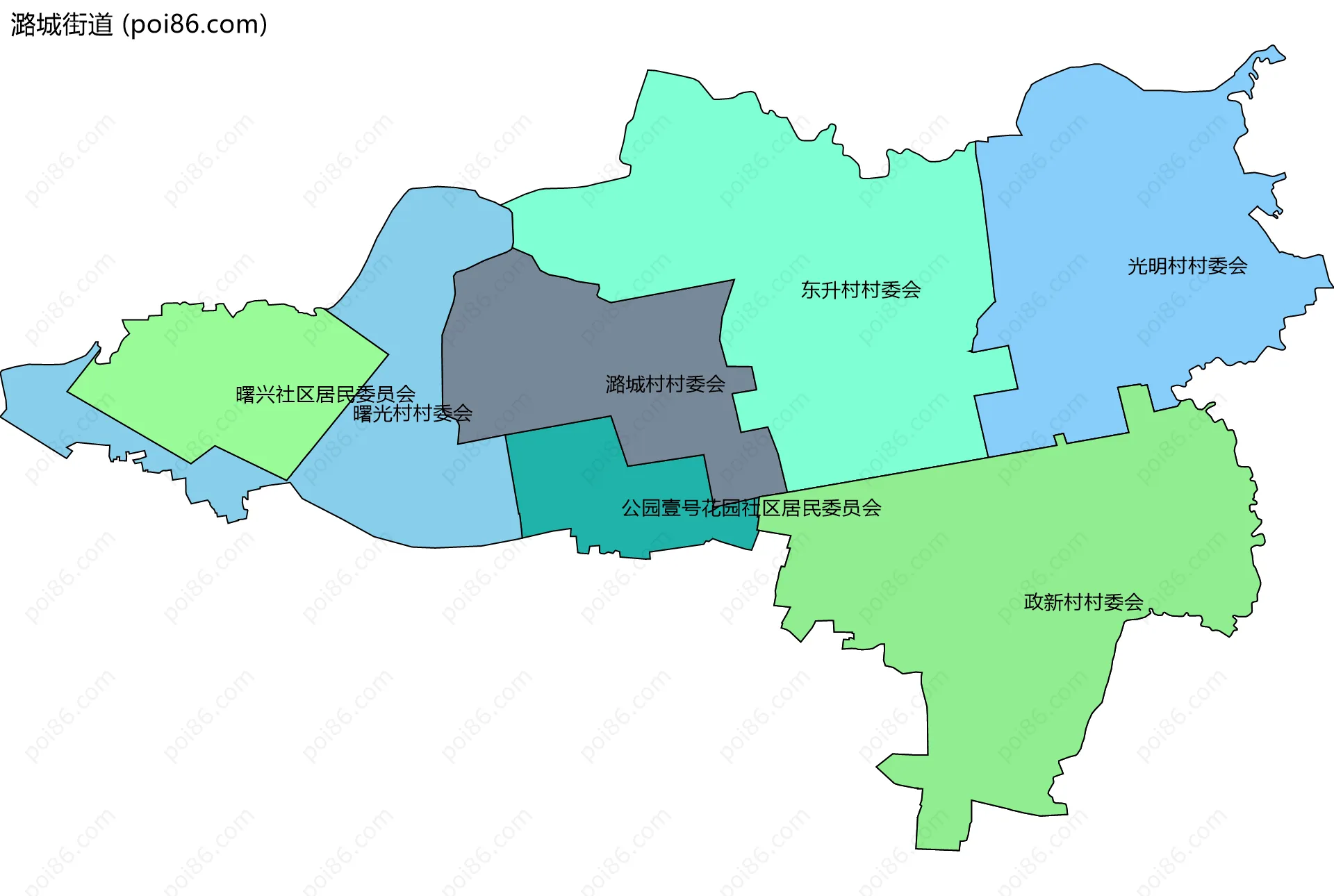 潞城街道边界地图(五级行政区划)