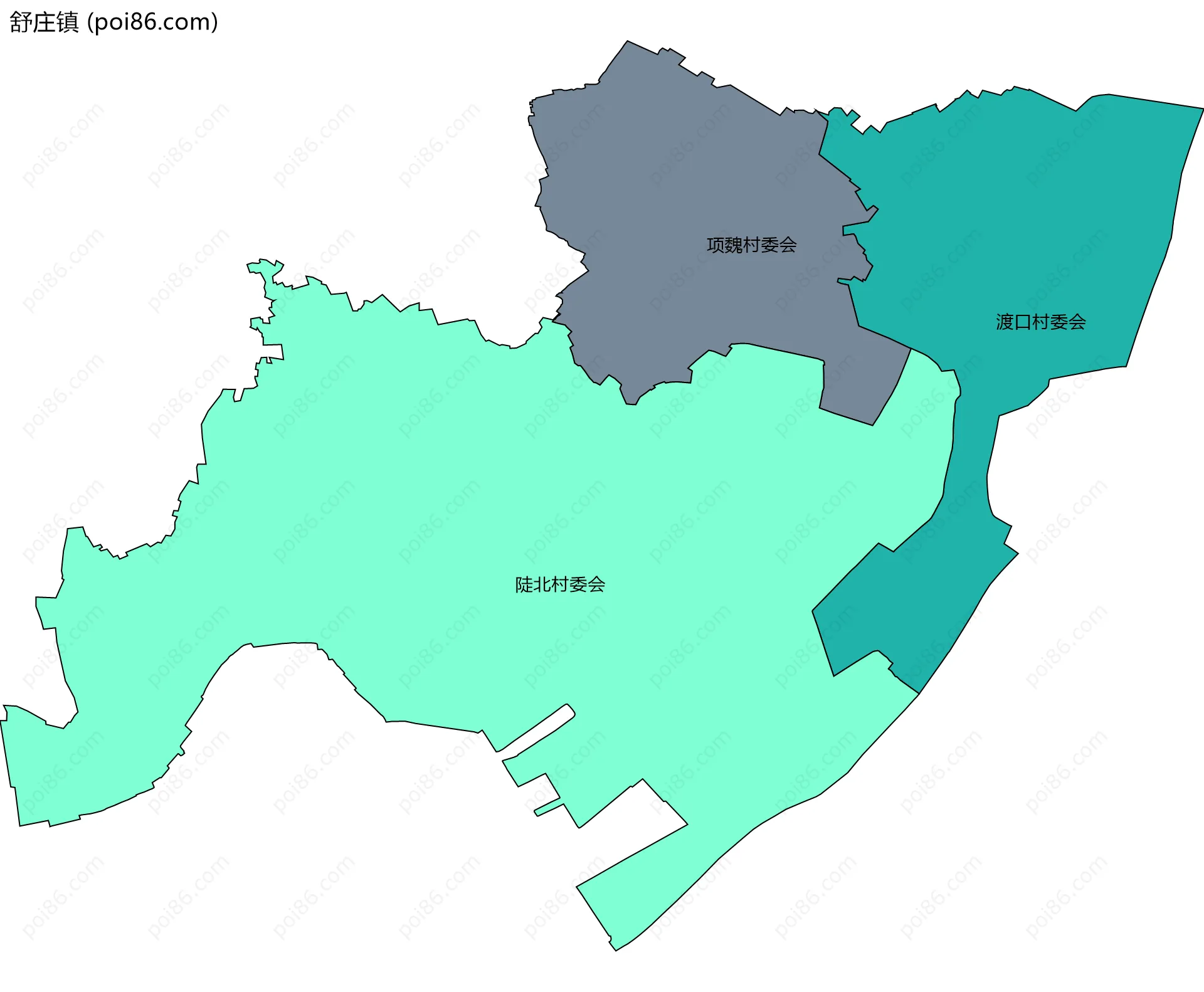 舒庄镇边界地图(五级行政区划)