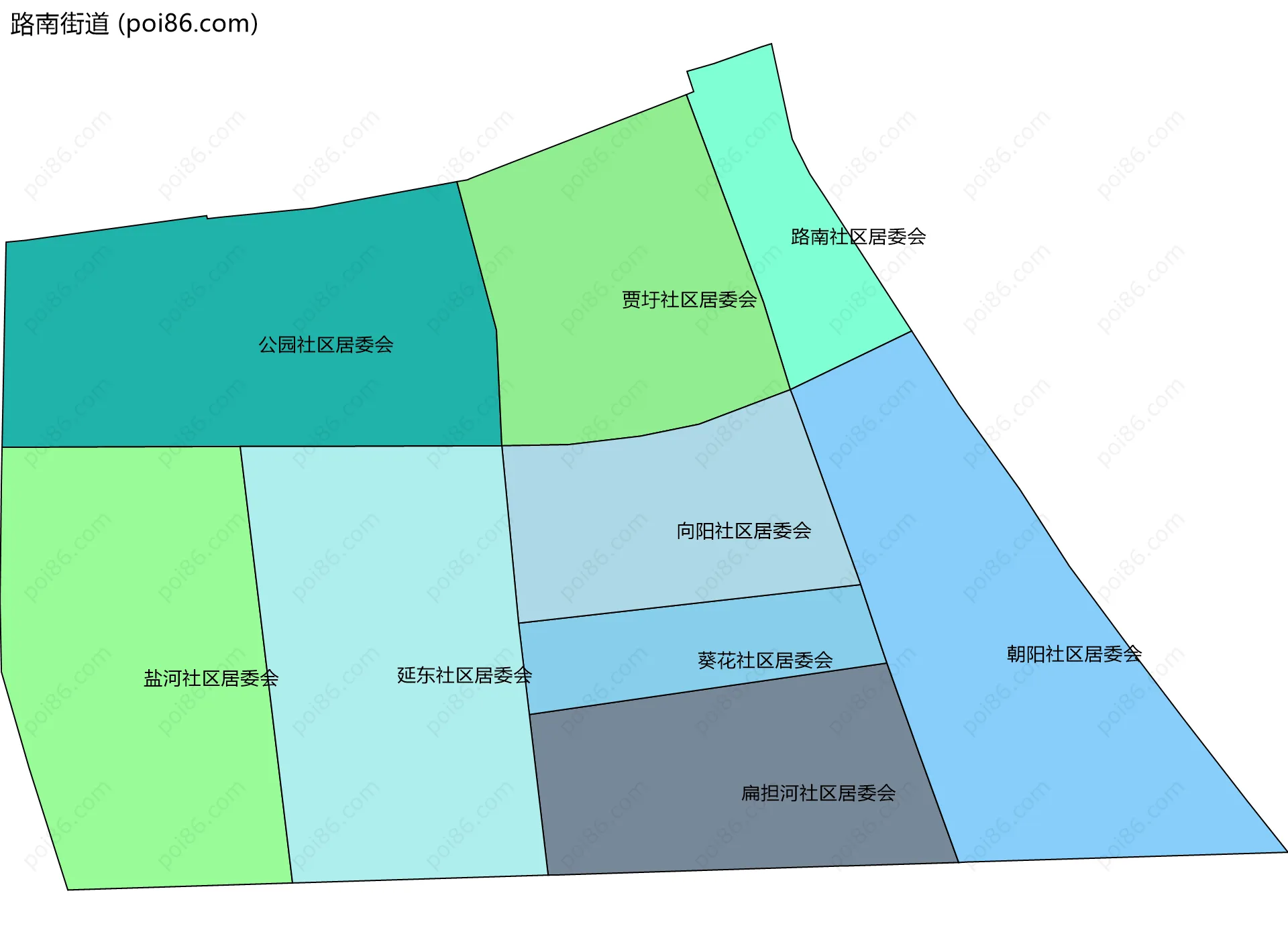 路南街道边界地图(五级行政区划)