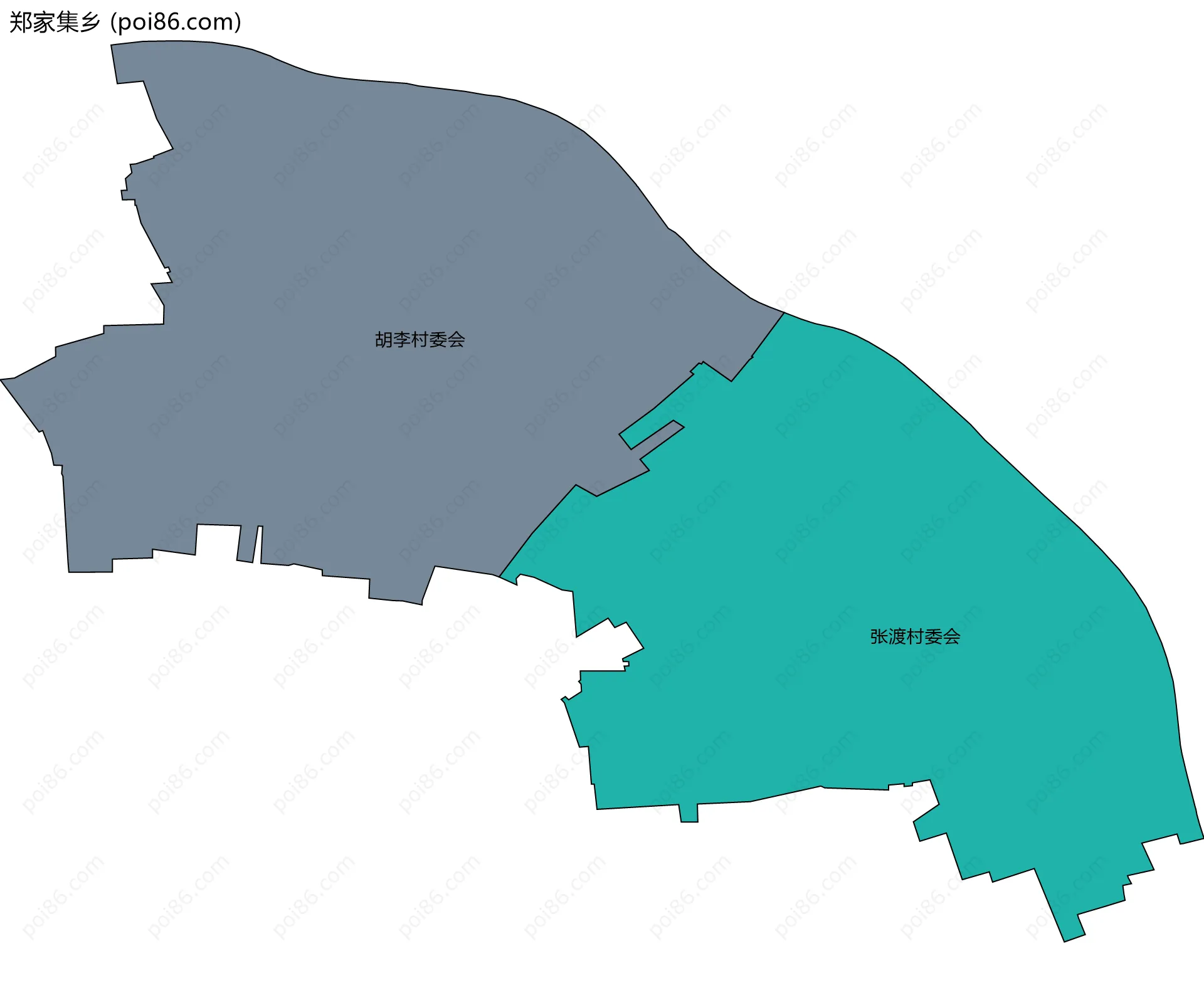 郑家集乡边界地图(五级行政区划)