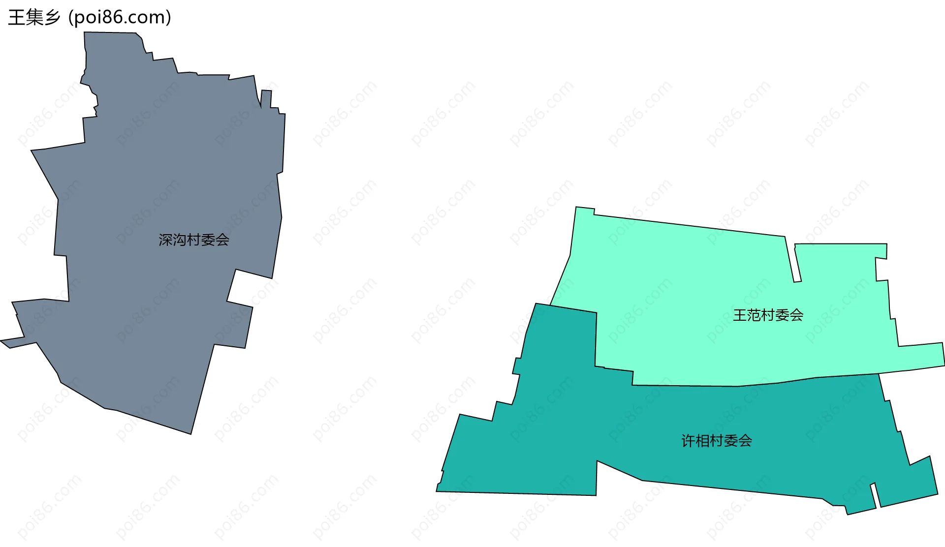 王集乡边界地图(五级行政区划)