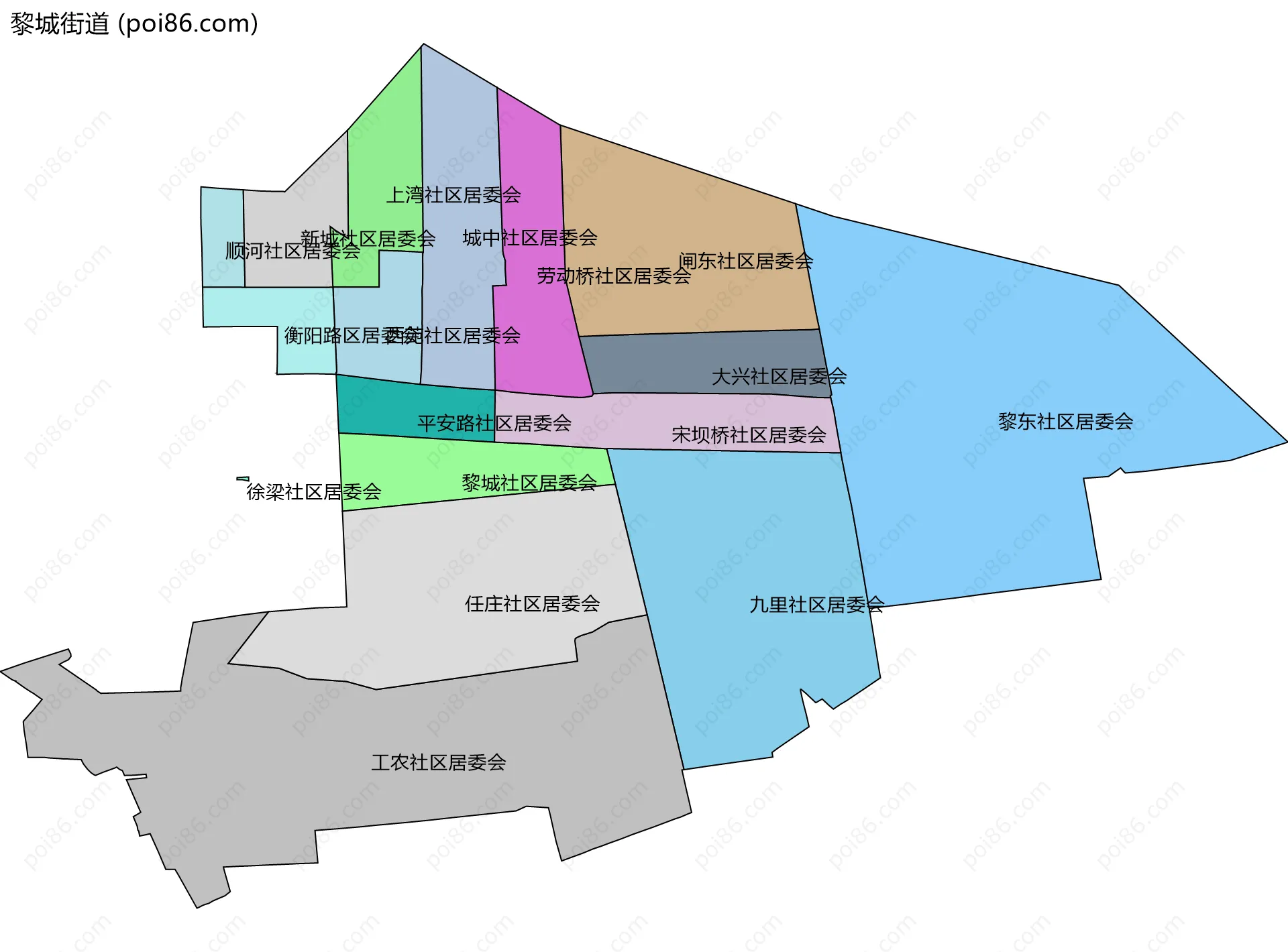 黎城街道边界地图(五级行政区划)