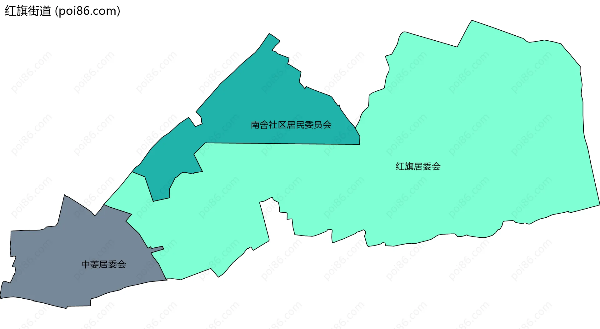 红旗街道边界地图(五级行政区划)