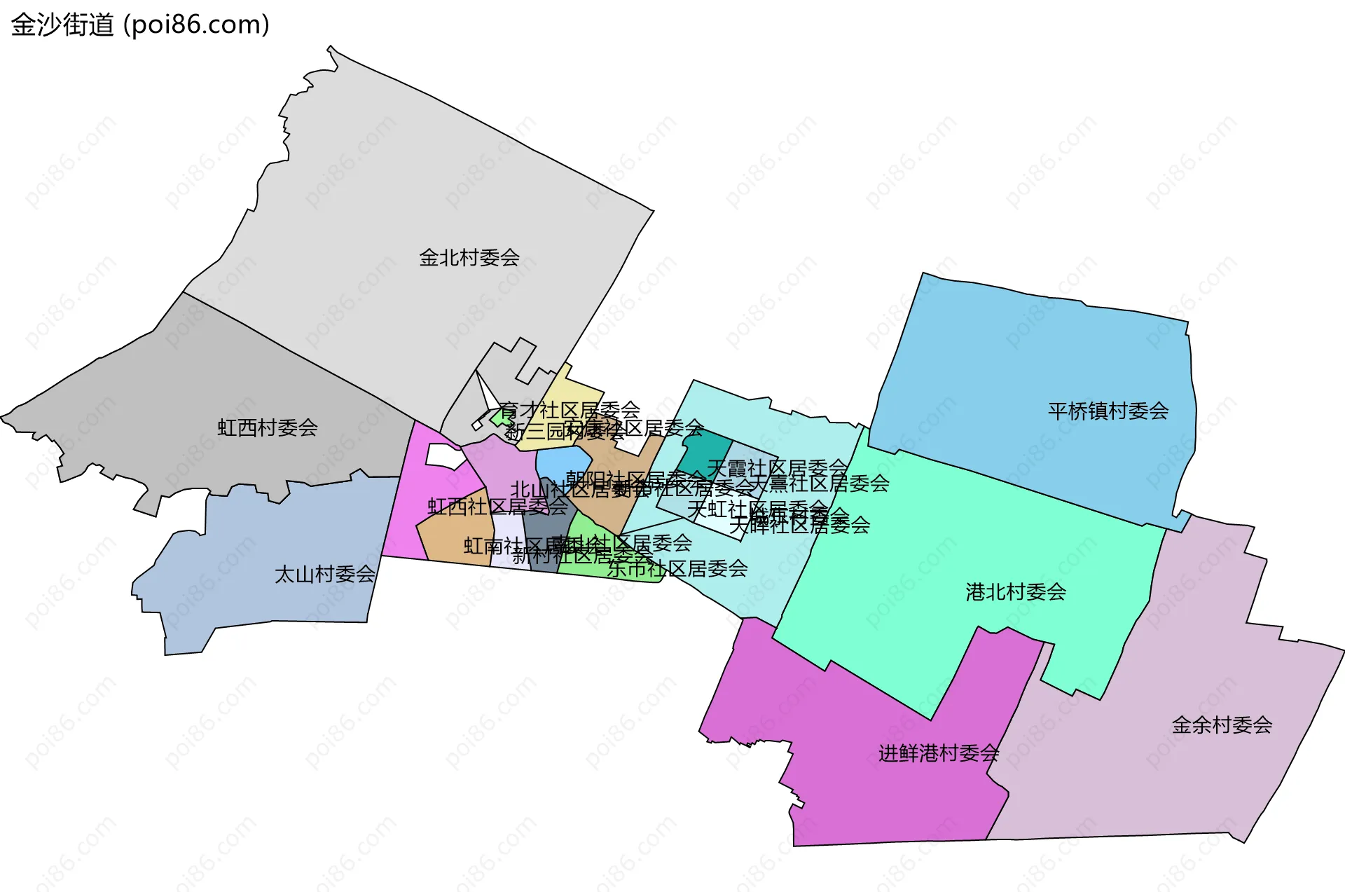 金沙街道边界地图(五级行政区划)