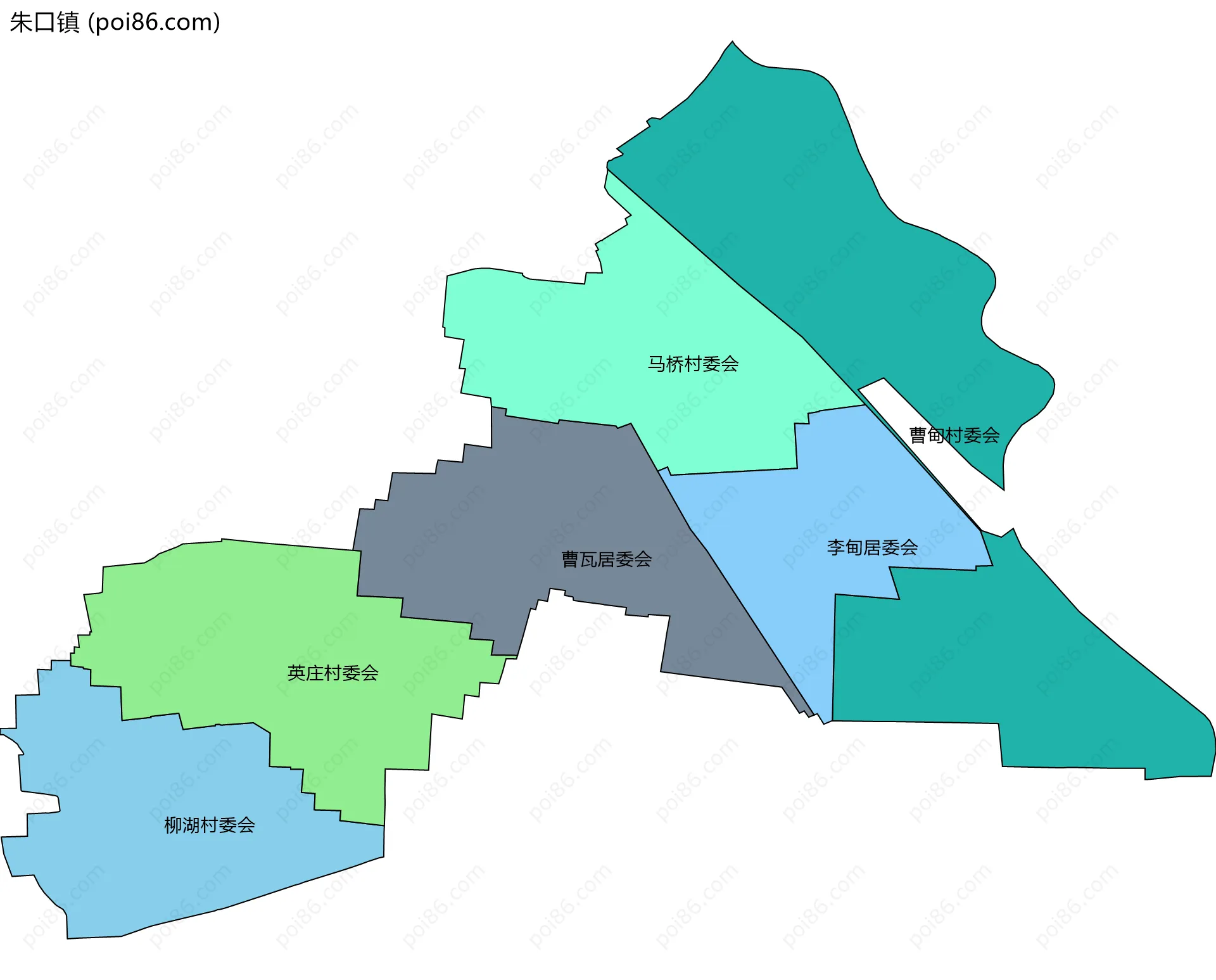 朱口镇边界地图(五级行政区划)