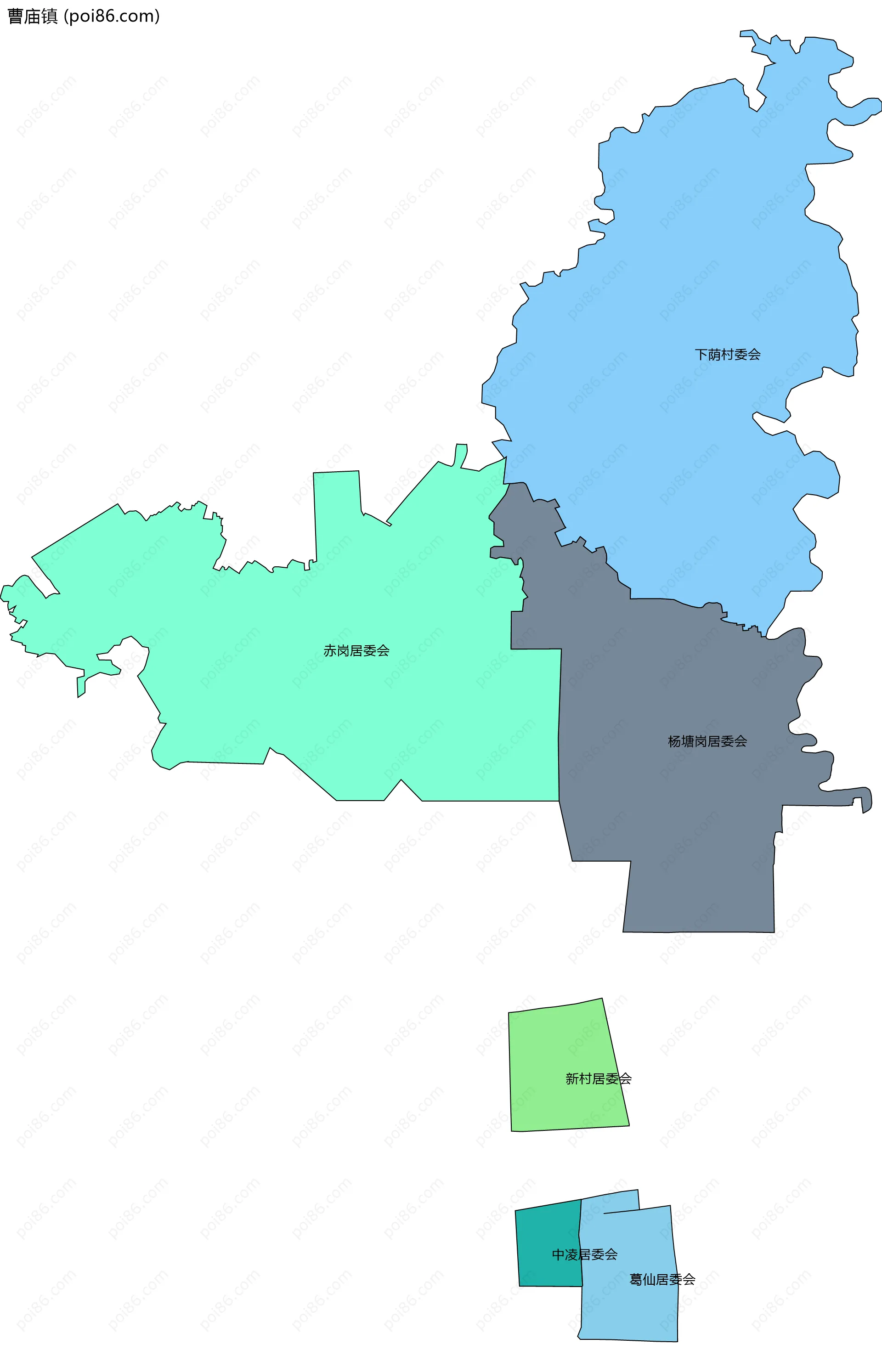 曹庙镇边界地图(五级行政区划)