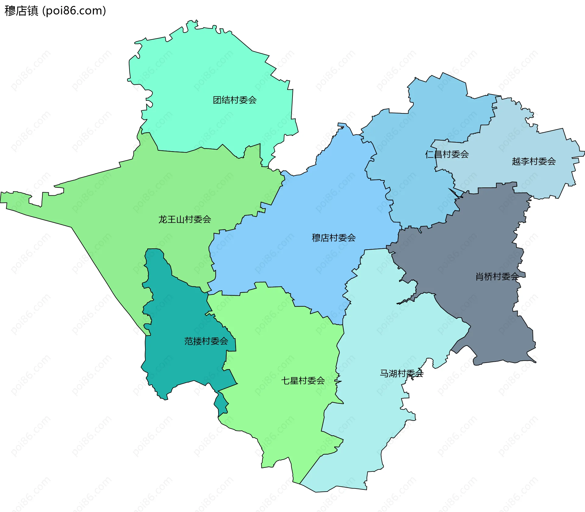 穆店镇边界地图(五级行政区划)