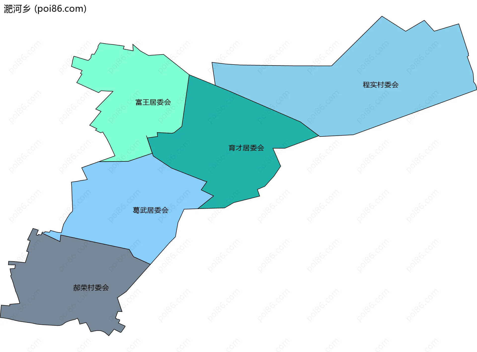 淝河乡边界地图(五级行政区划)