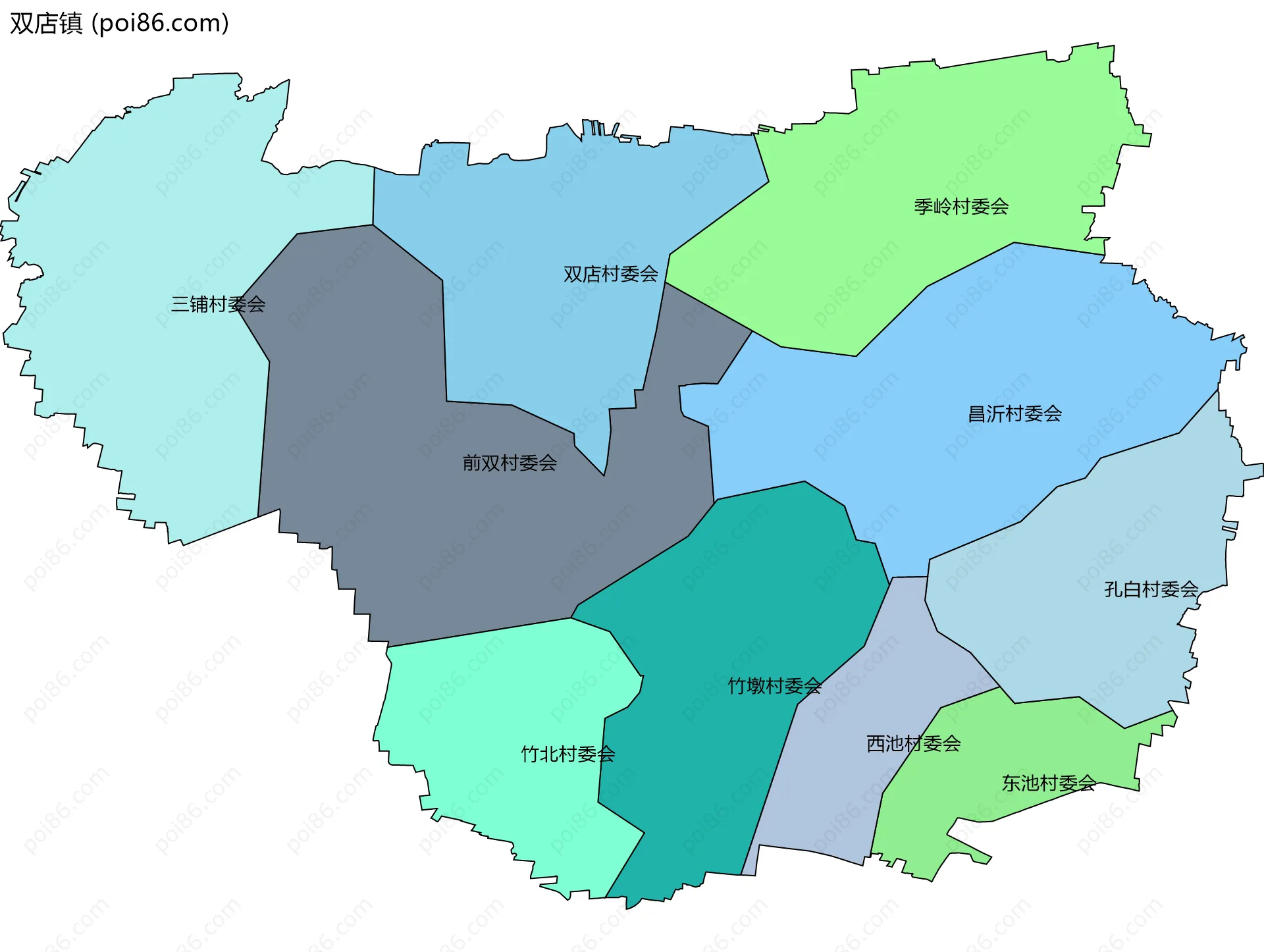 双店镇边界地图(五级行政区划)
