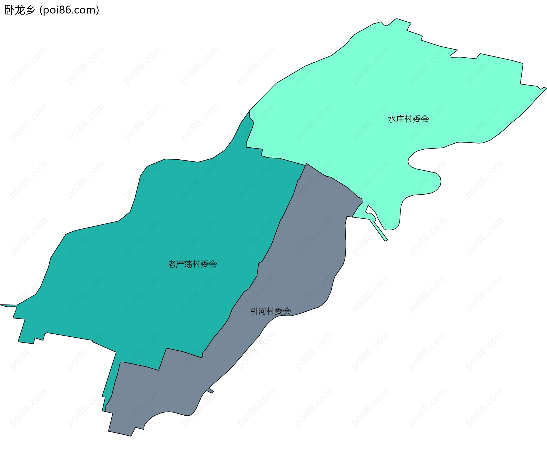 卧龙乡边界地图(五级行政区划)