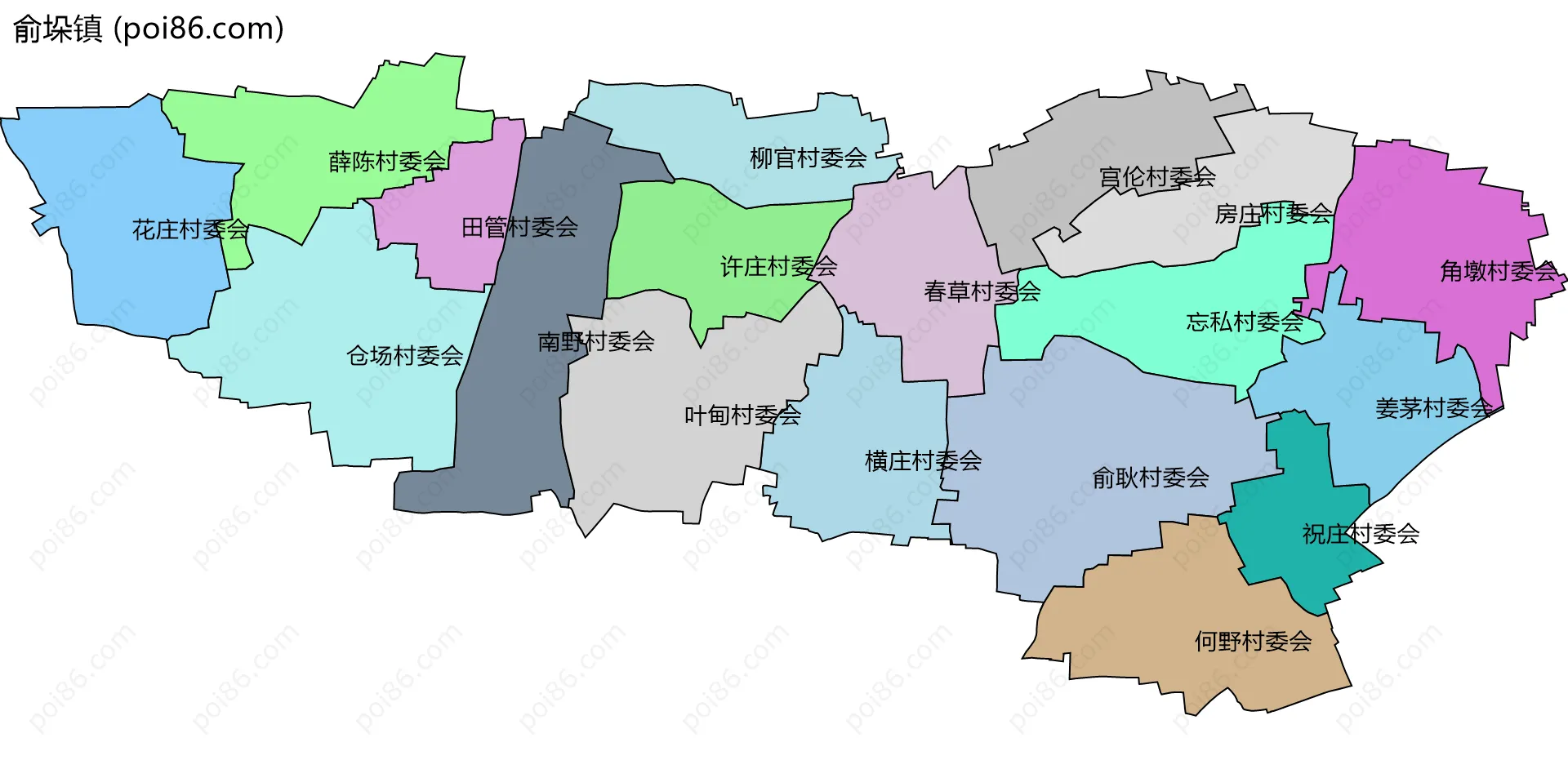 俞垛镇边界地图(五级行政区划)