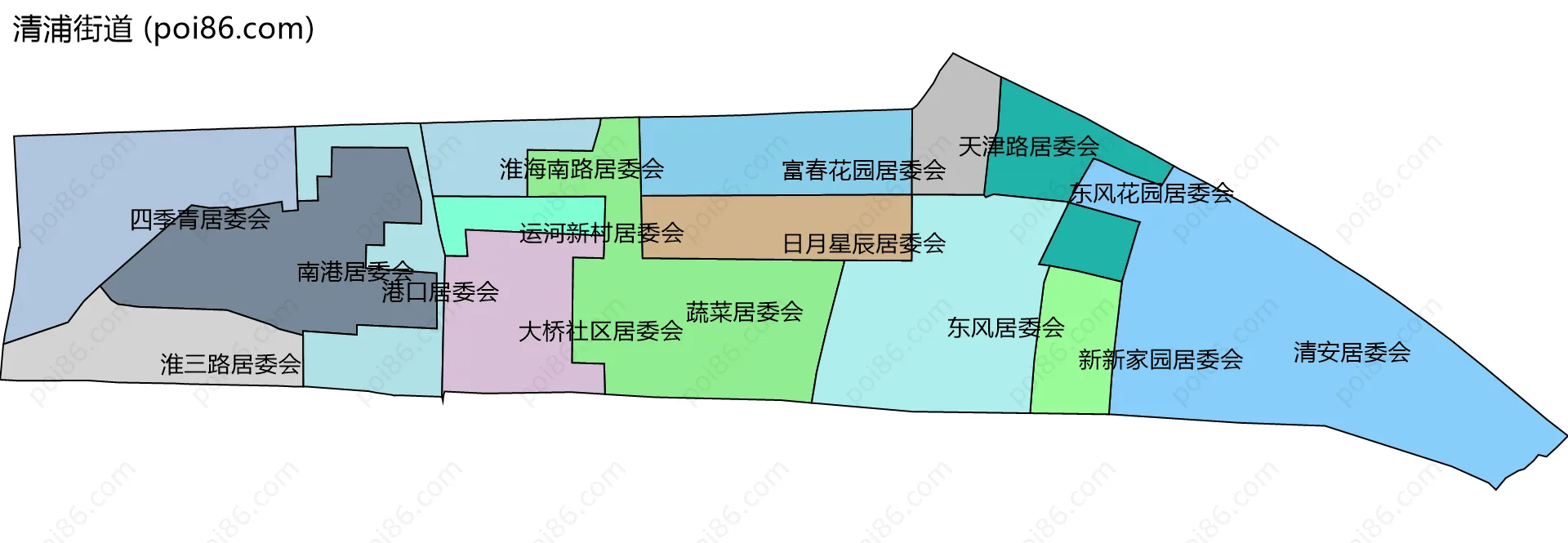 清浦街道边界地图(五级行政区划)