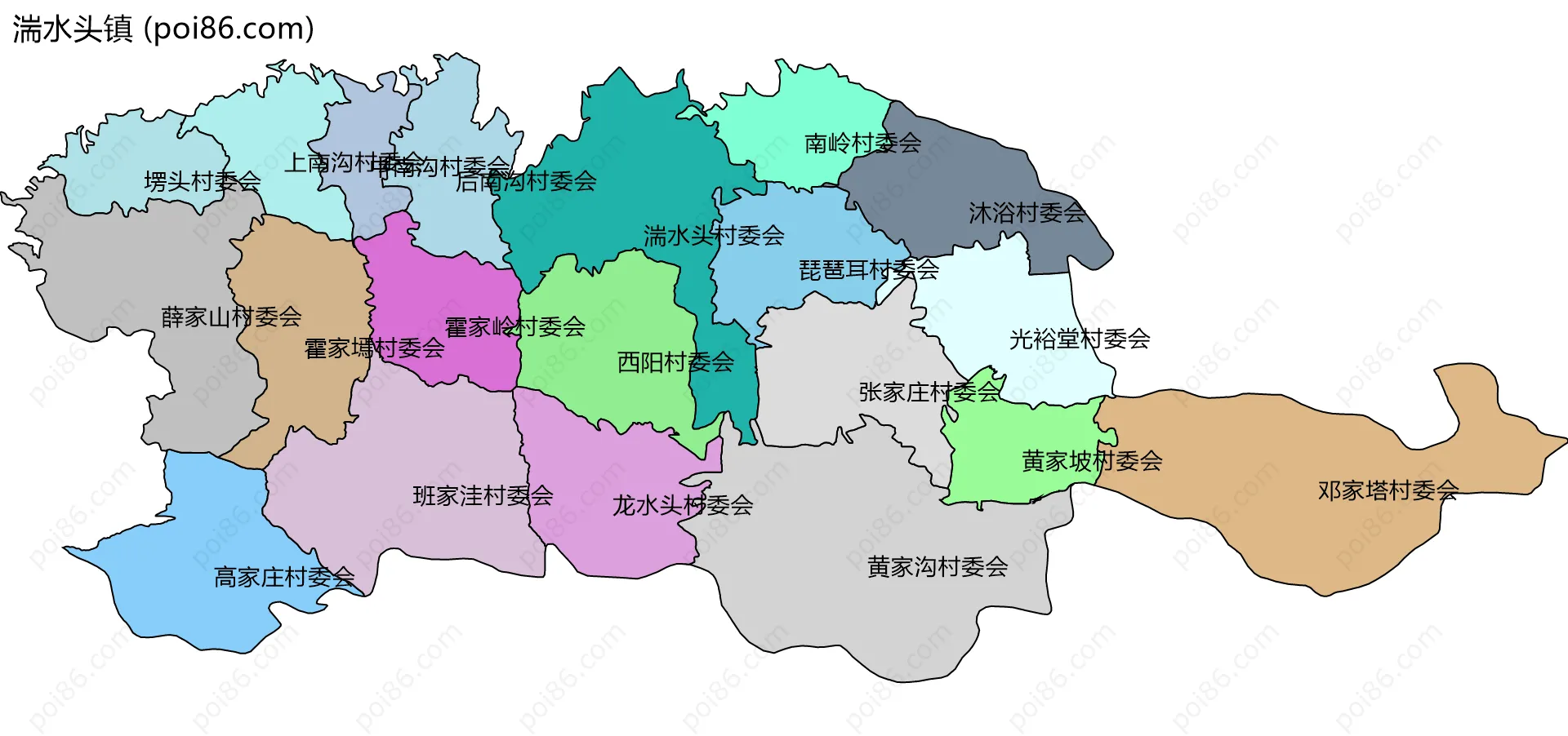 湍水头镇边界地图(五级行政区划)
