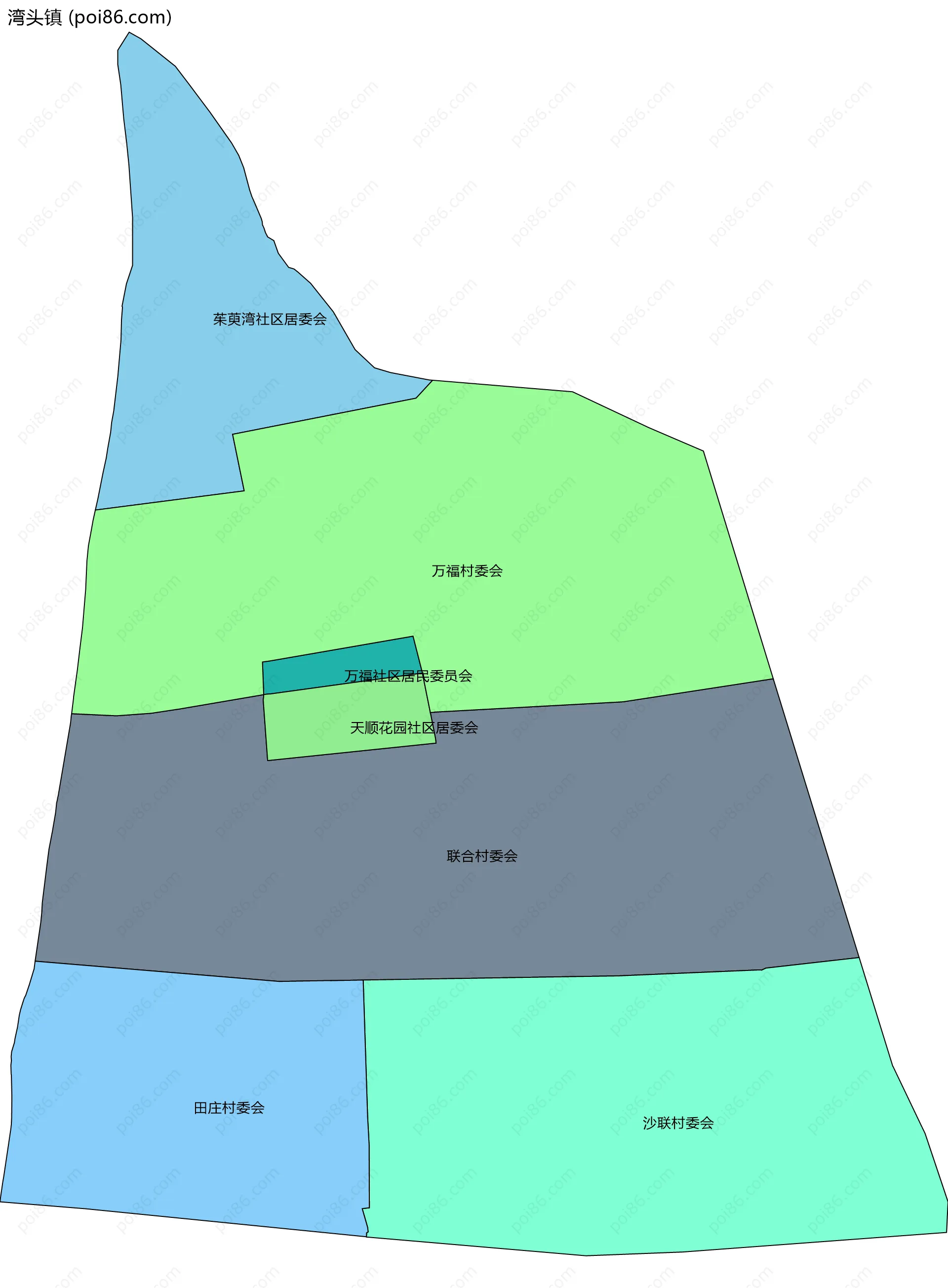 湾头镇边界地图(五级行政区划)