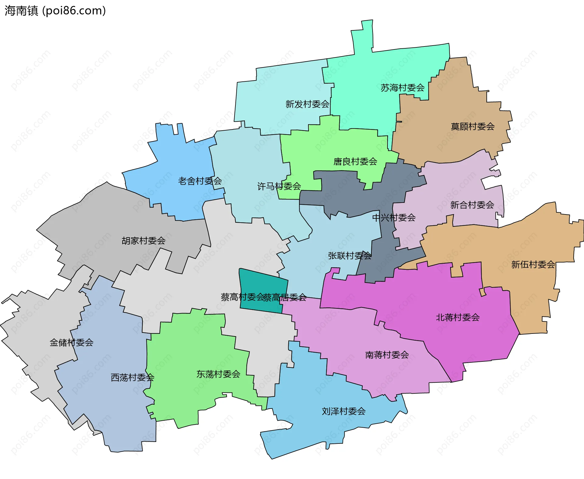 海南镇边界地图(五级行政区划)