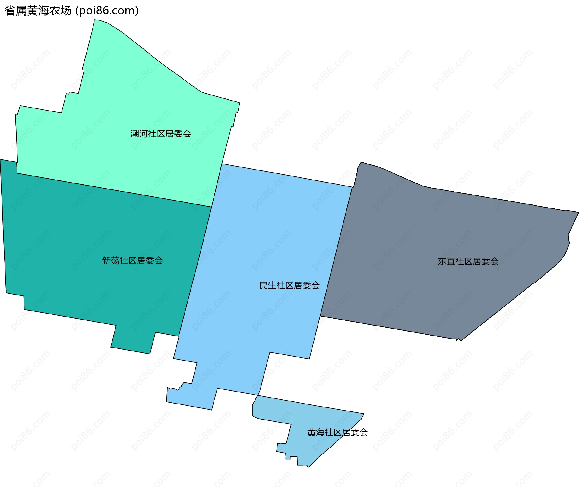 省属黄海农场边界地图(五级行政区划)