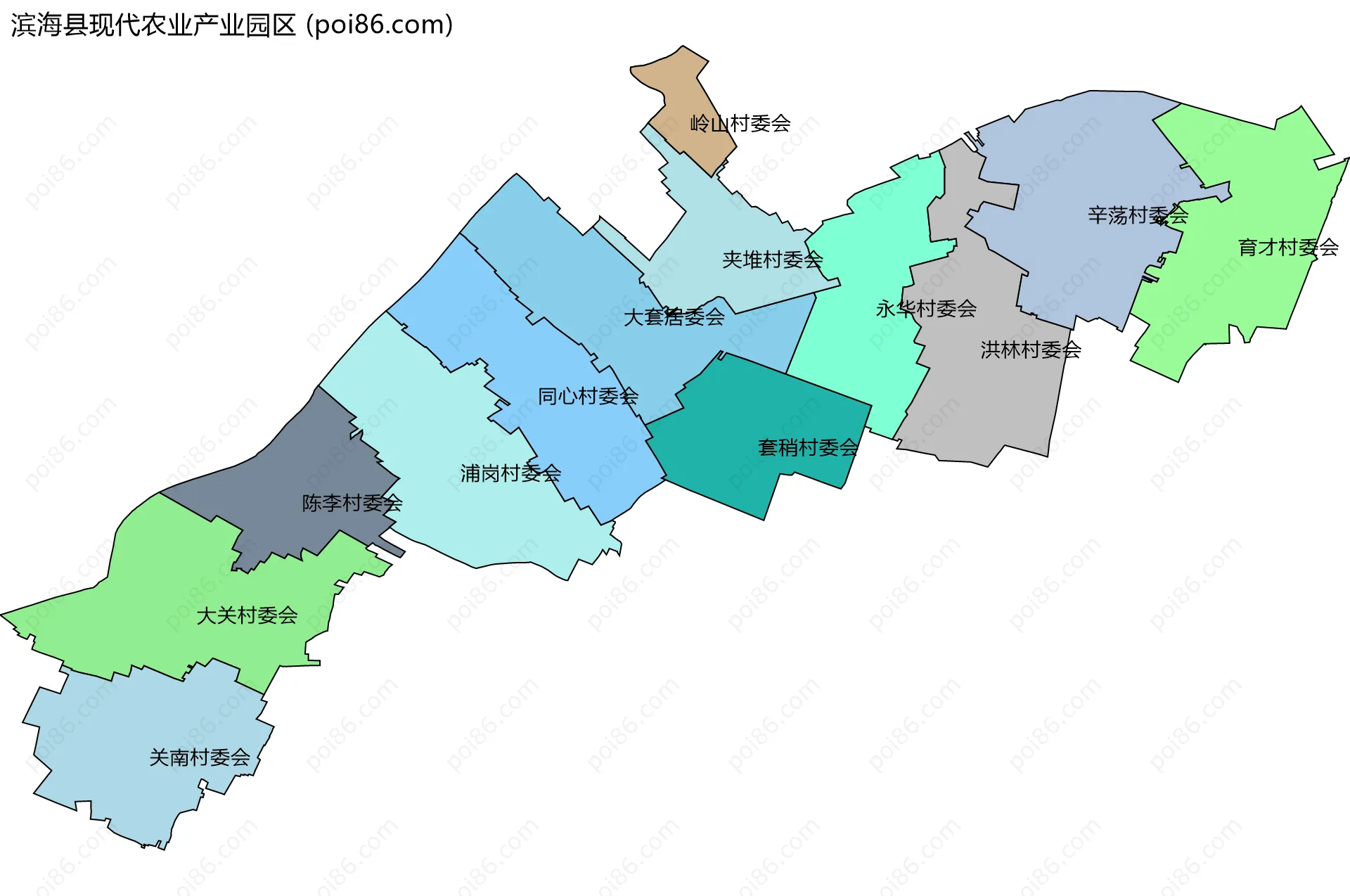 滨海县现代农业产业园区边界地图(五级行政区划)