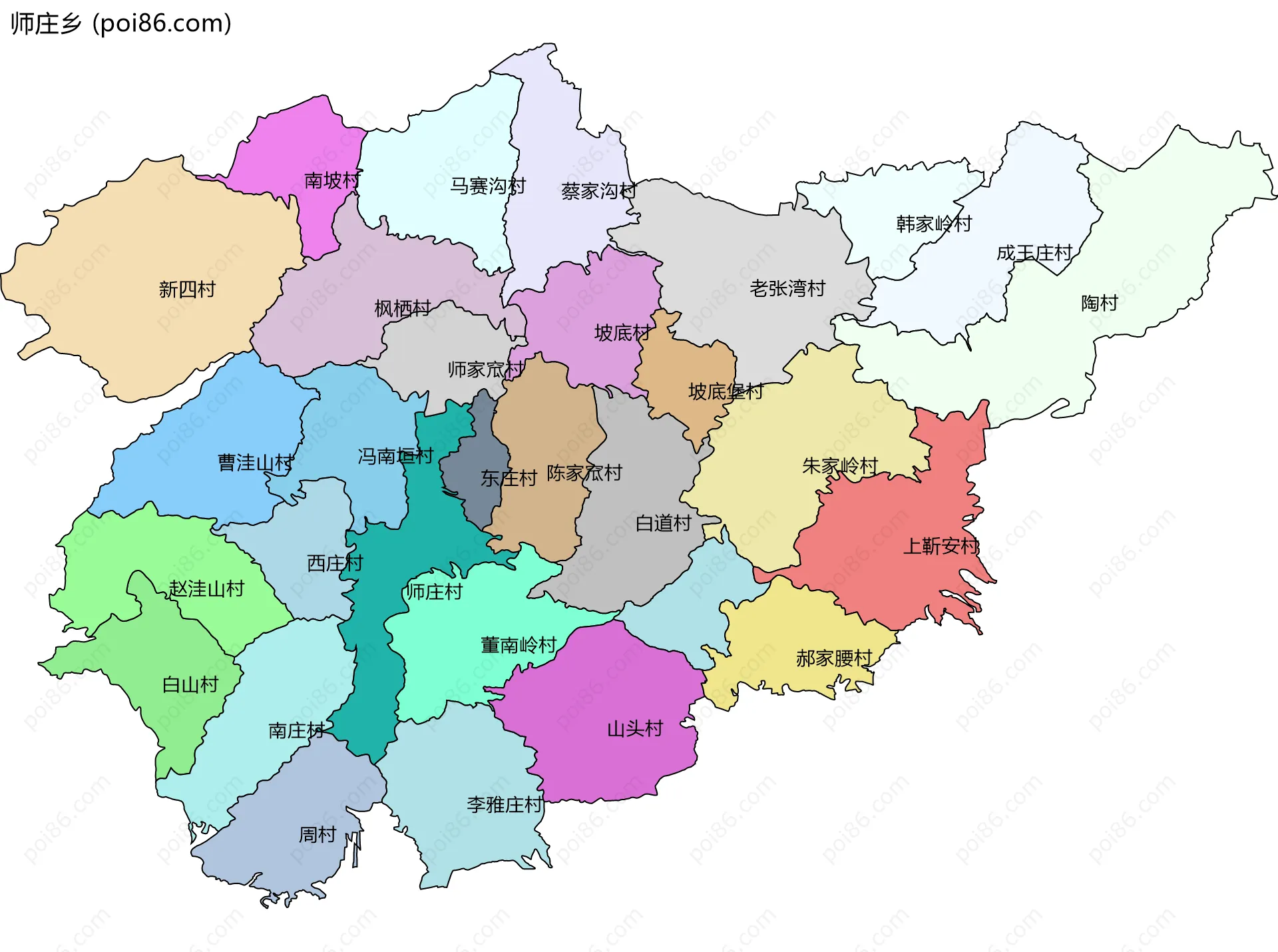 师庄乡边界地图(五级行政区划)