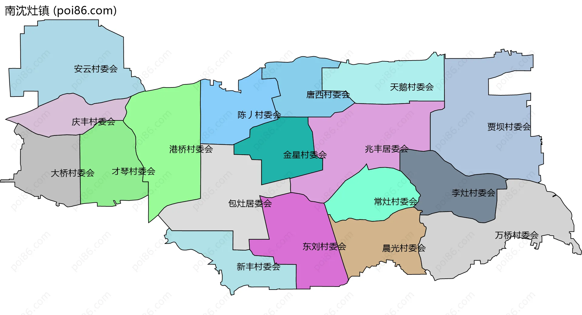 南沈灶镇边界地图(五级行政区划)