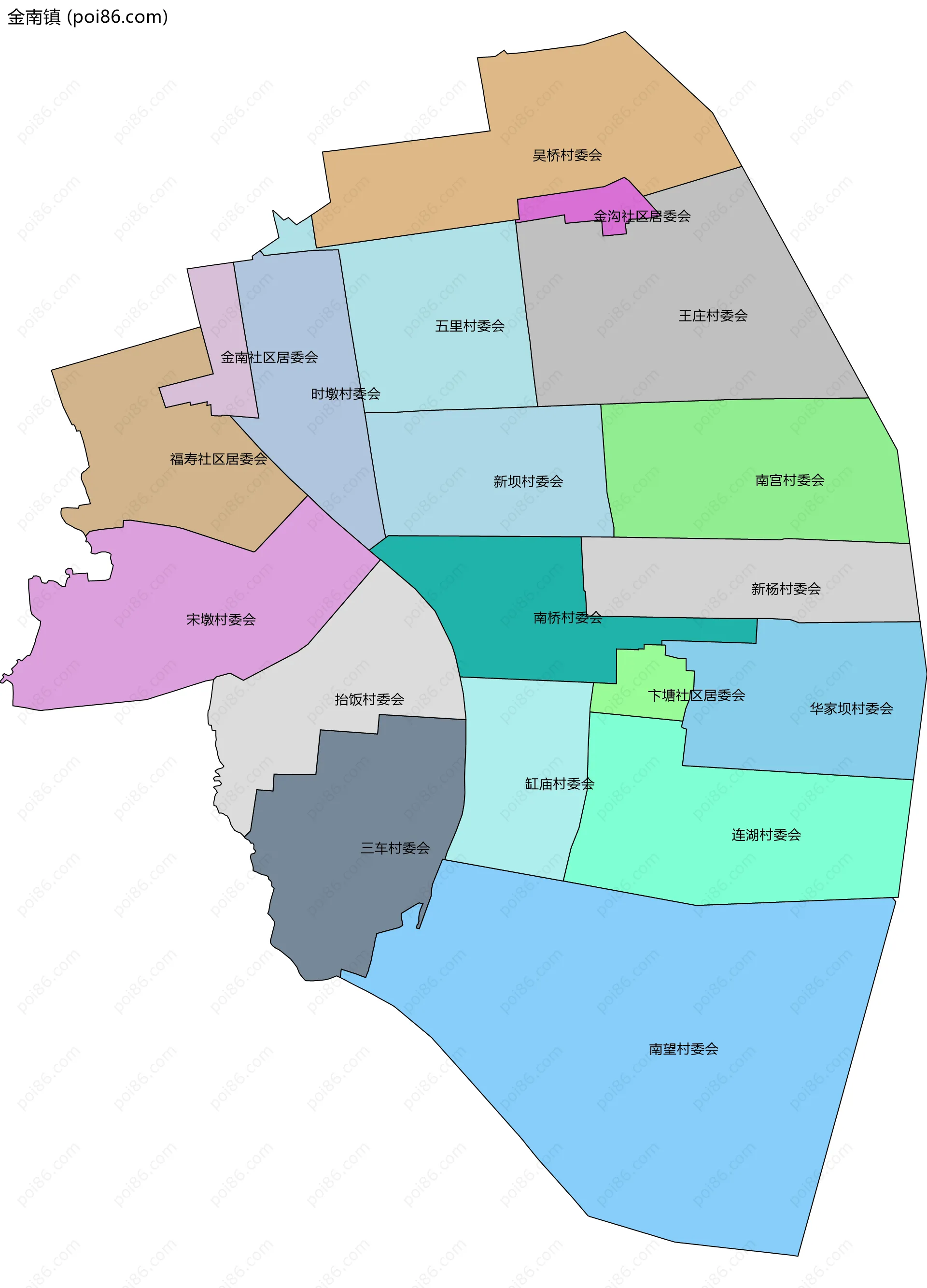 金南镇边界地图(五级行政区划)