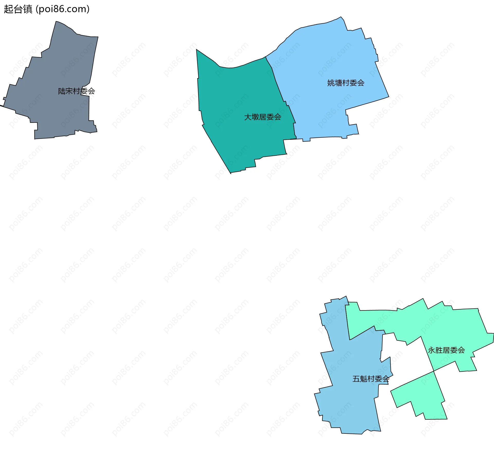 起台镇边界地图(五级行政区划)