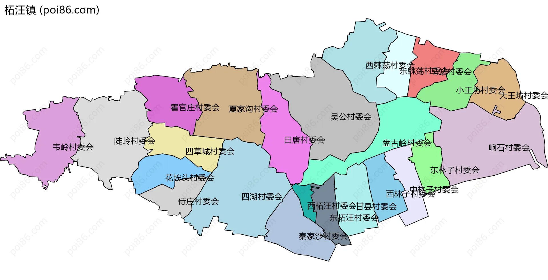 柘汪镇边界地图(五级行政区划)