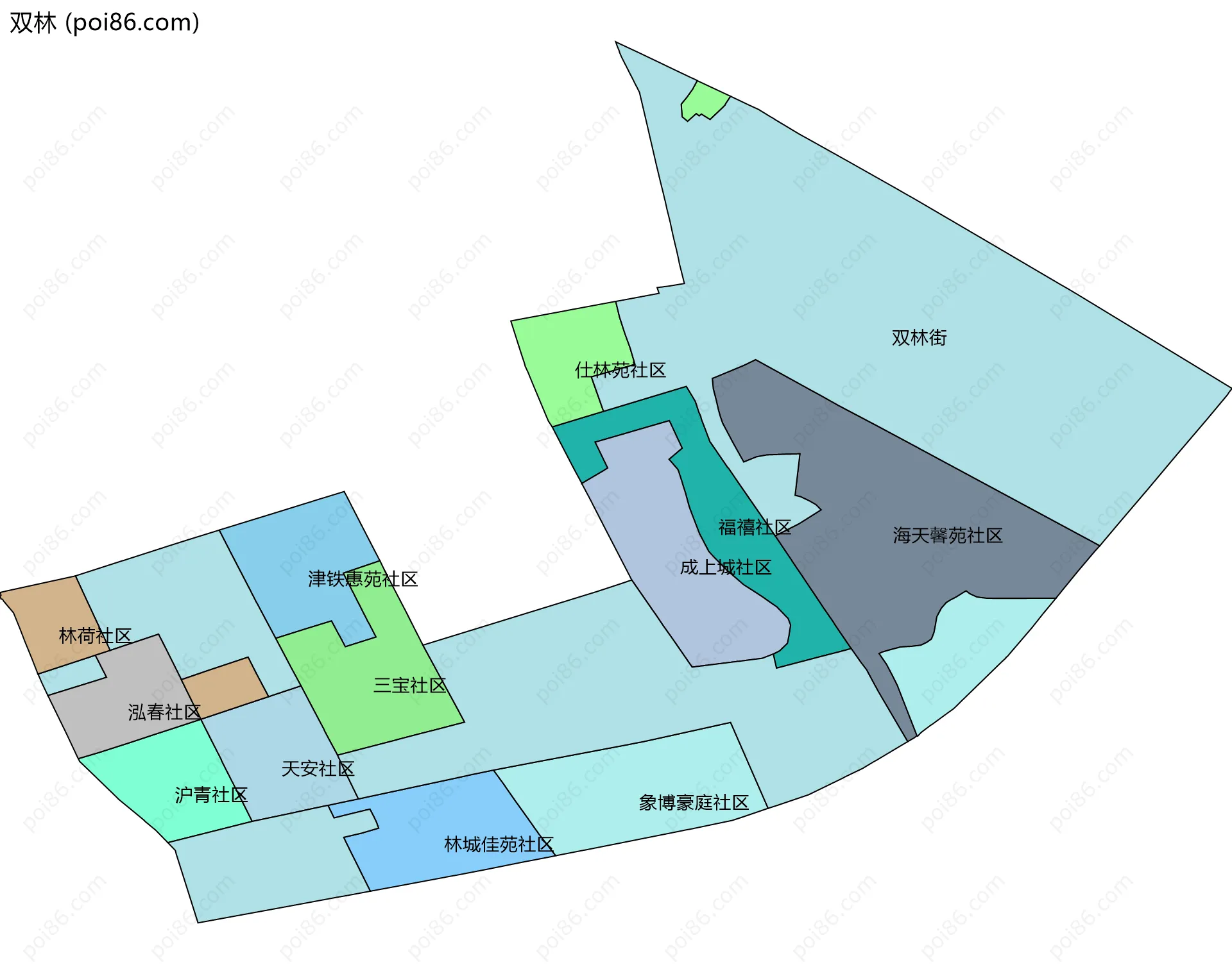 双林边界地图(五级行政区划)