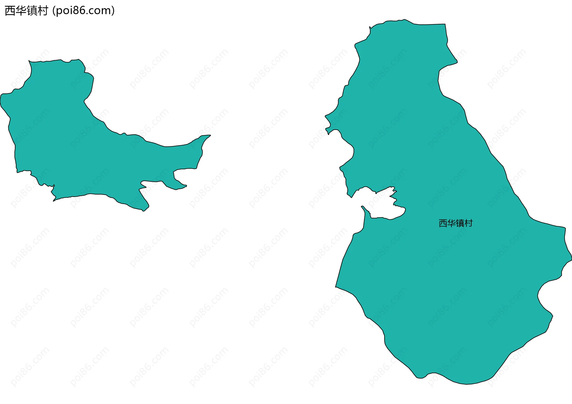 西华镇村边界地图